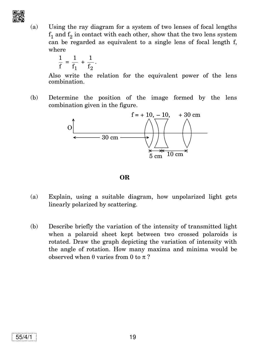 CBSE Class 12 55-4-1 Physics 2019 Question Paper - Page 19