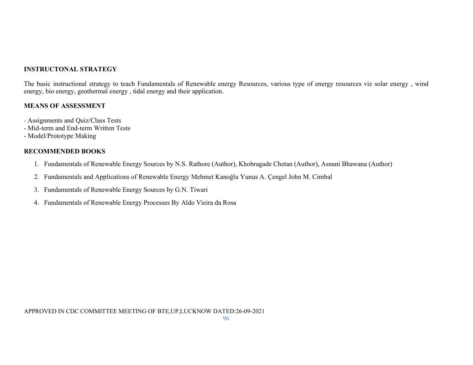 SYLLABUS FOR SEMESTER SYSTEM EFFECTIVE FROM (2021-2022) - RENEWABLE ENERGY - Page 96