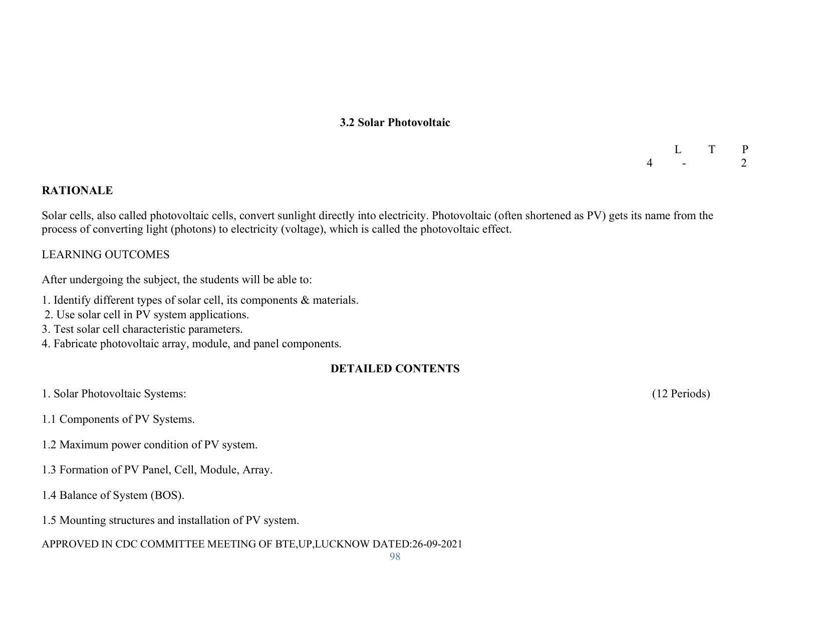 SYLLABUS FOR SEMESTER SYSTEM EFFECTIVE FROM (2021-2022) - RENEWABLE ENERGY - Page 98