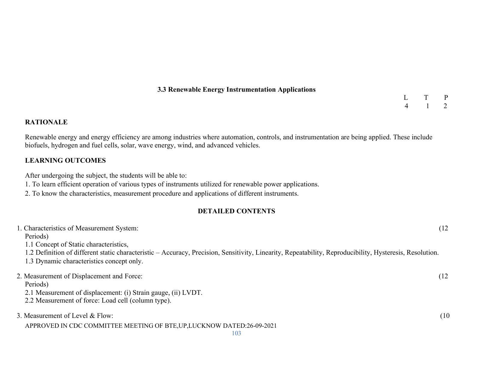 SYLLABUS FOR SEMESTER SYSTEM EFFECTIVE FROM (2021-2022) - RENEWABLE ENERGY - Page 103