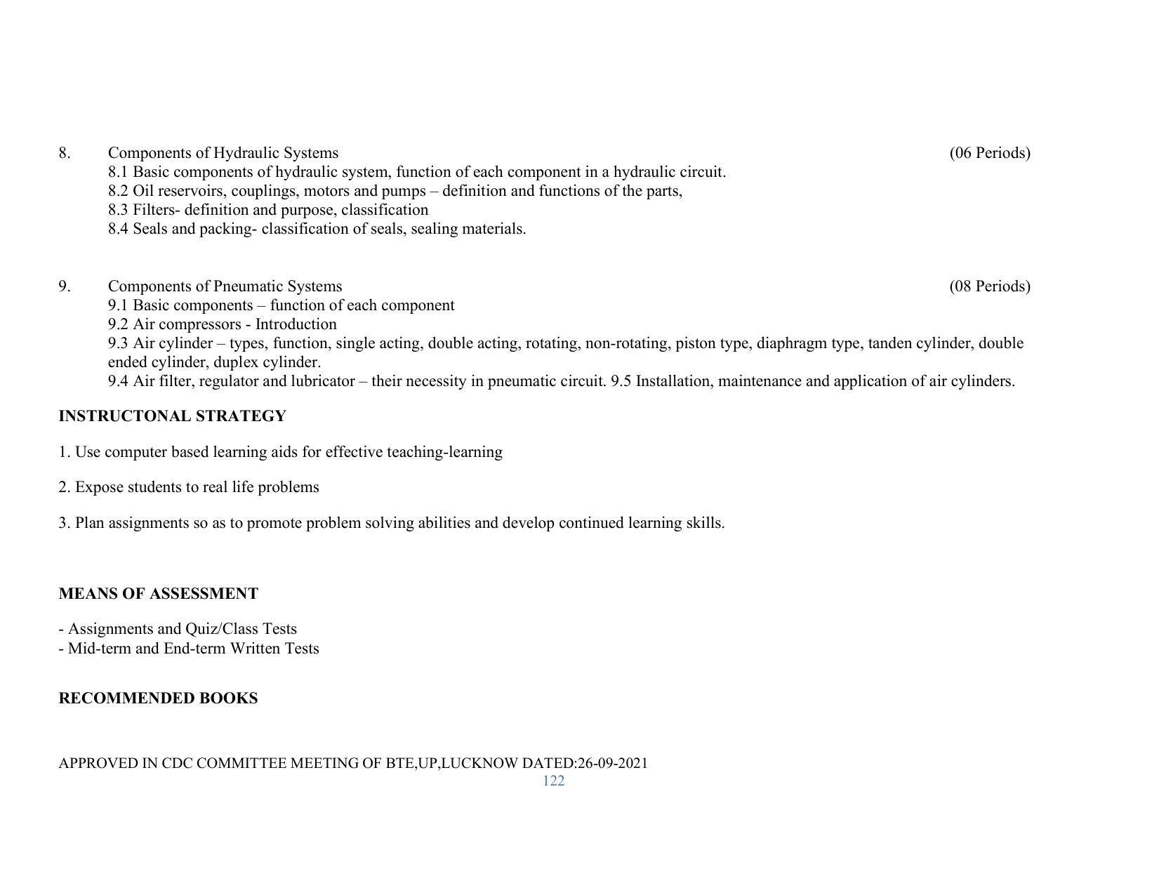 SYLLABUS FOR SEMESTER SYSTEM EFFECTIVE FROM (2021-2022) - RENEWABLE ENERGY - Page 122