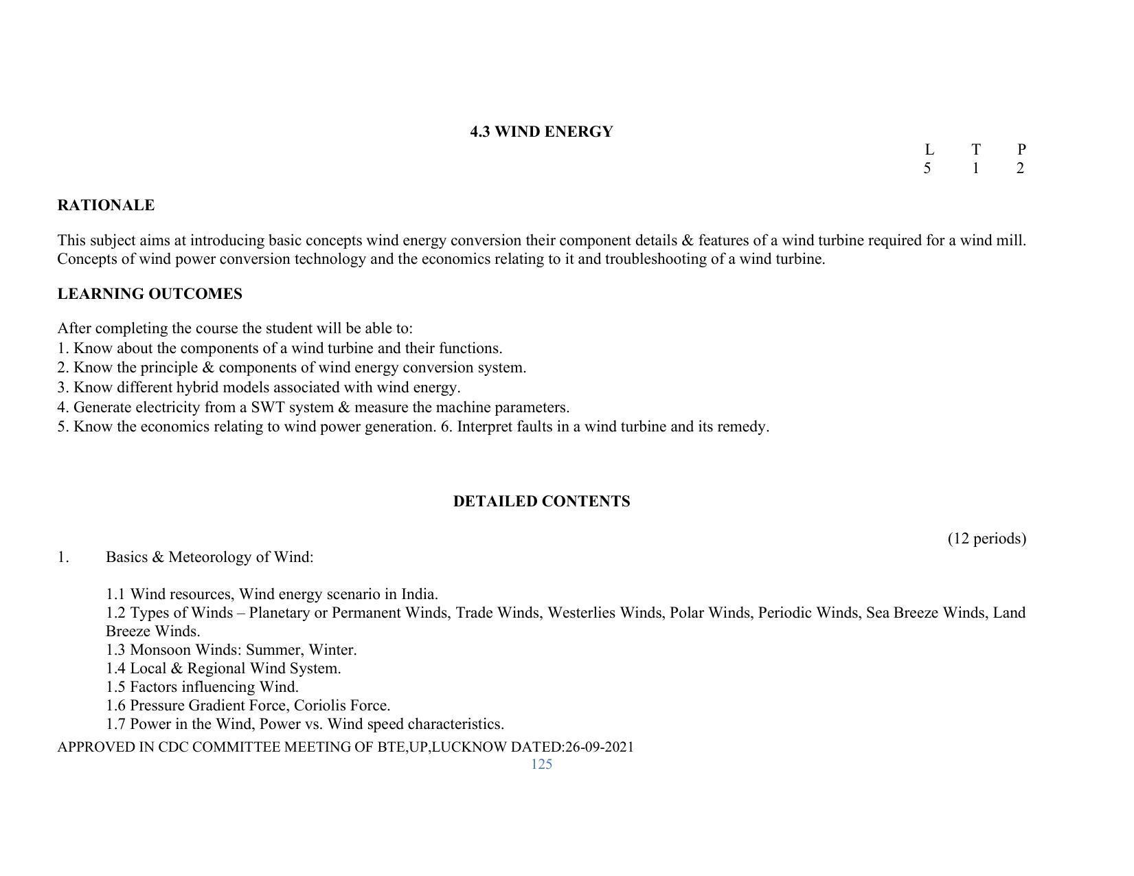 SYLLABUS FOR SEMESTER SYSTEM EFFECTIVE FROM (2021-2022) - RENEWABLE ENERGY - Page 125