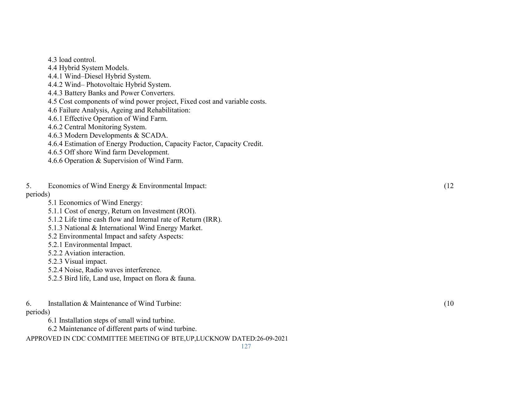 SYLLABUS FOR SEMESTER SYSTEM EFFECTIVE FROM (2021-2022) - RENEWABLE ENERGY - Page 127