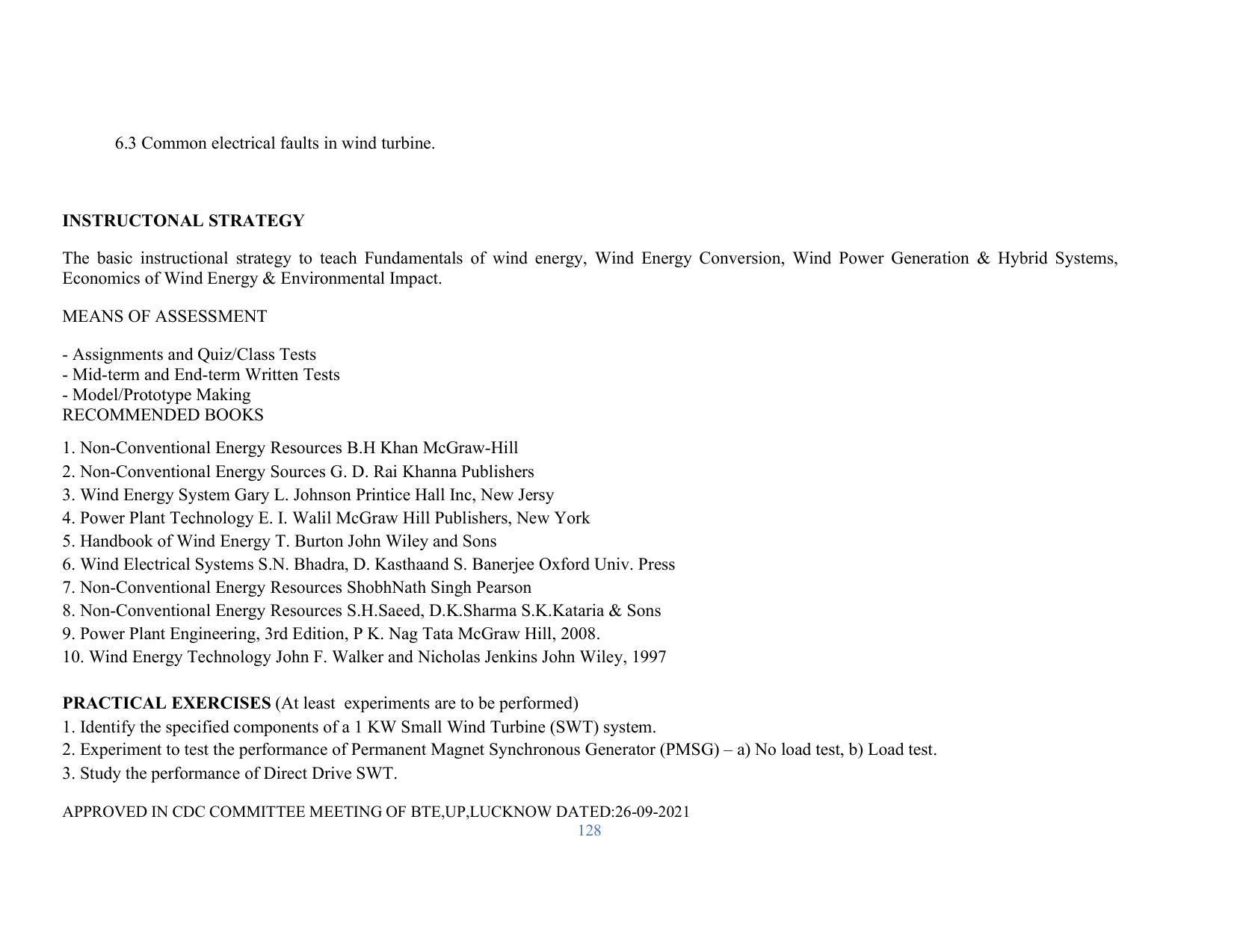 SYLLABUS FOR SEMESTER SYSTEM EFFECTIVE FROM (2021-2022) - RENEWABLE ENERGY - Page 128