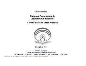 SYLLABUS FOR SEMESTER SYSTEM EFFECTIVE FROM (2021-2022) - RENEWABLE ENERGY