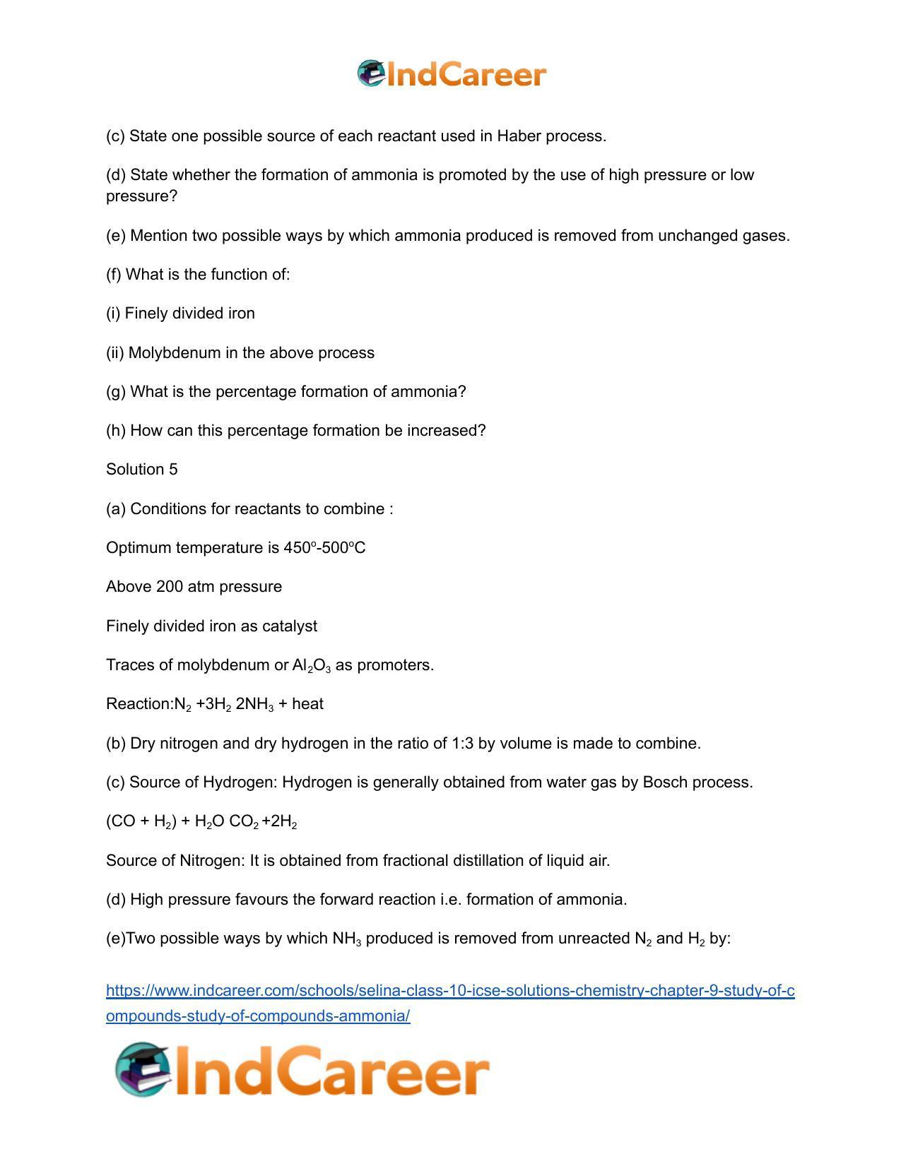 Selina Class 10 ICSE Solutions Chemistry : Chapter 9- Study of Compounds - Study of Compounds - Ammonia - Page 5