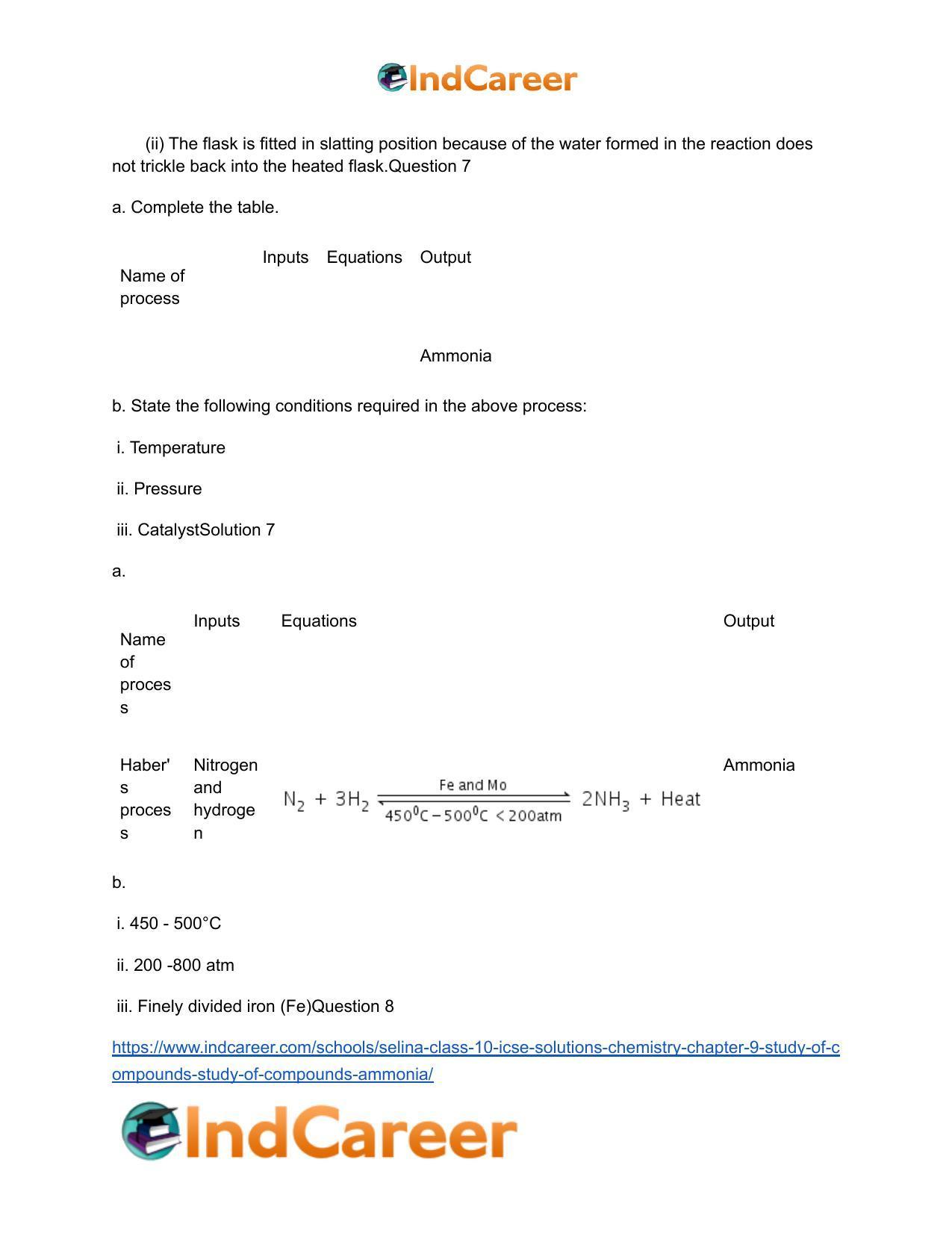 Selina Class 10 ICSE Solutions Chemistry : Chapter 9- Study of Compounds - Study of Compounds - Ammonia - Page 7