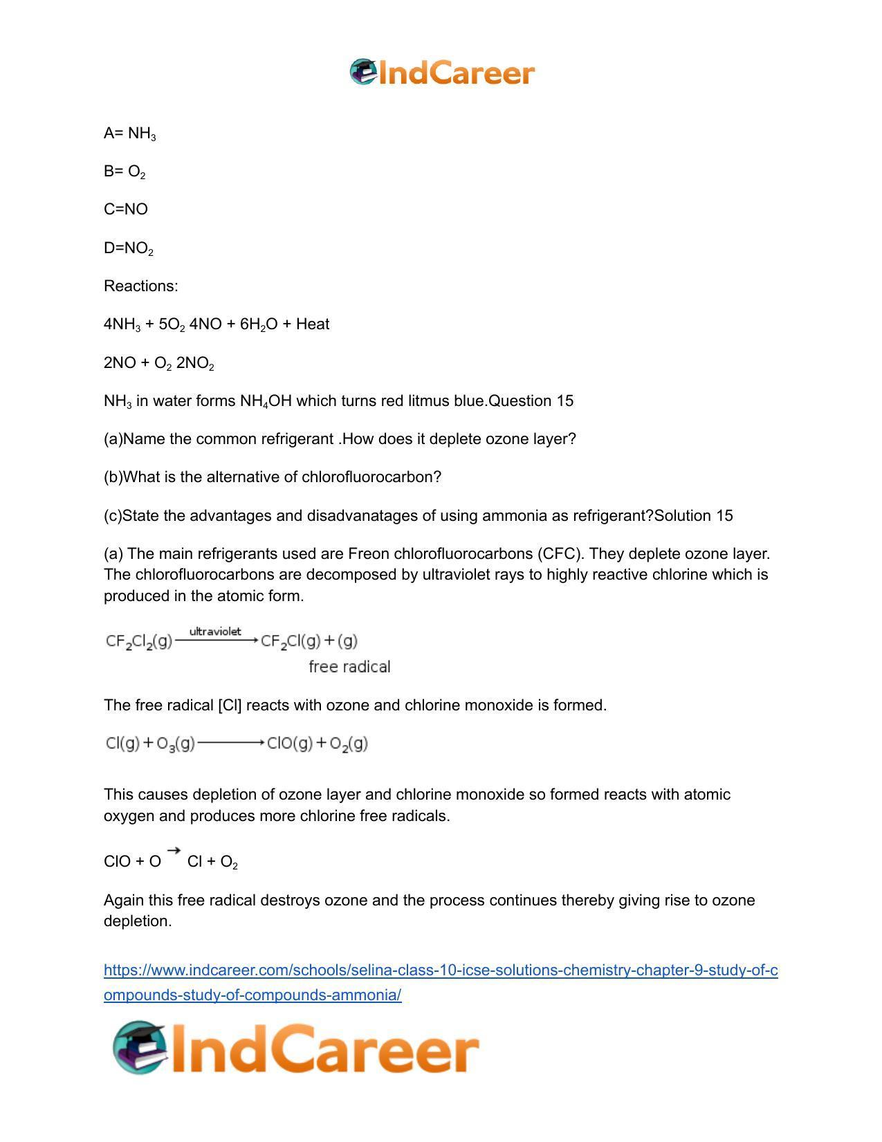 Selina Class 10 ICSE Solutions Chemistry : Chapter 9- Study of Compounds - Study of Compounds - Ammonia - Page 17
