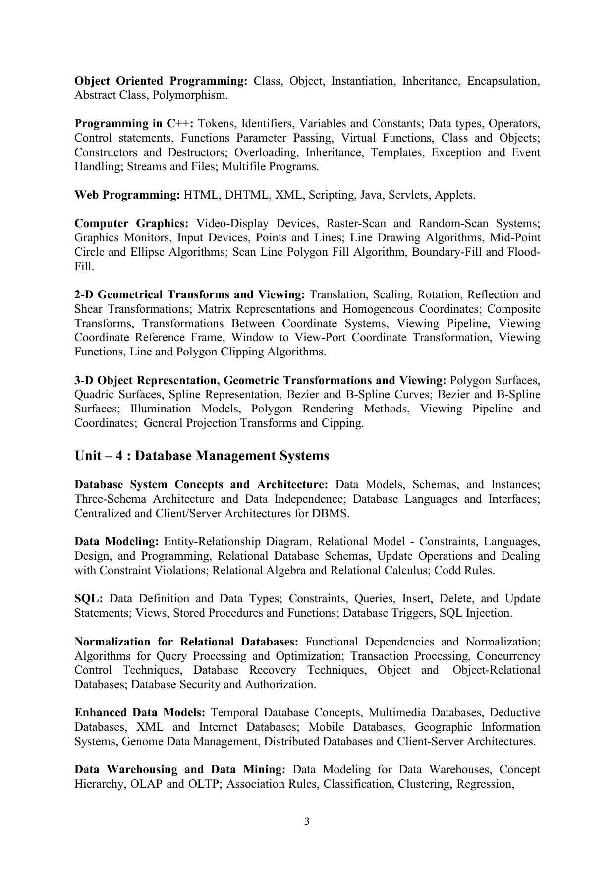 TNSET Syllabus - Computer Science and Applications - Page 3