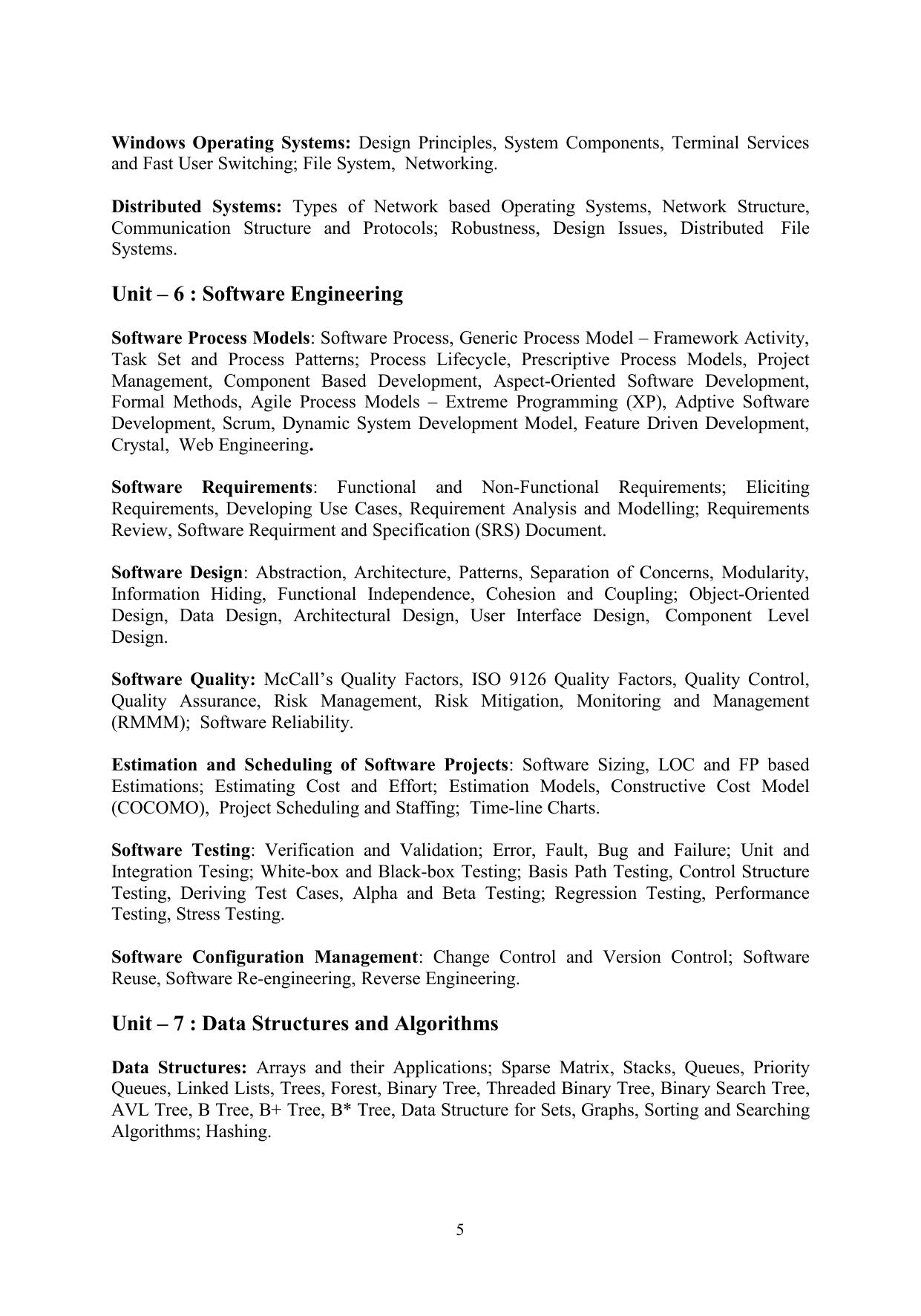 TNSET Syllabus - Computer Science and Applications - Page 5