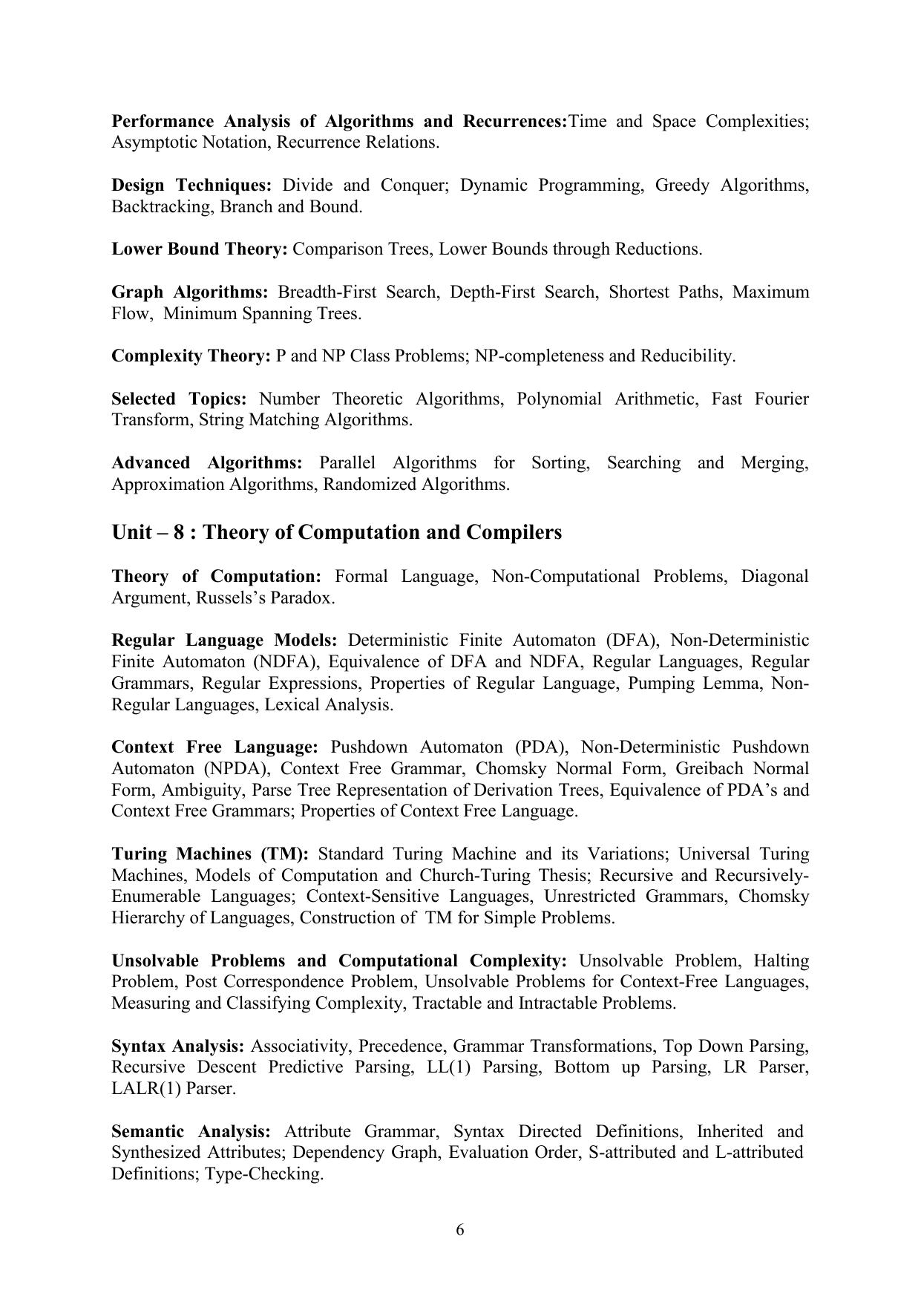 TNSET Syllabus - Computer Science and Applications - Page 6