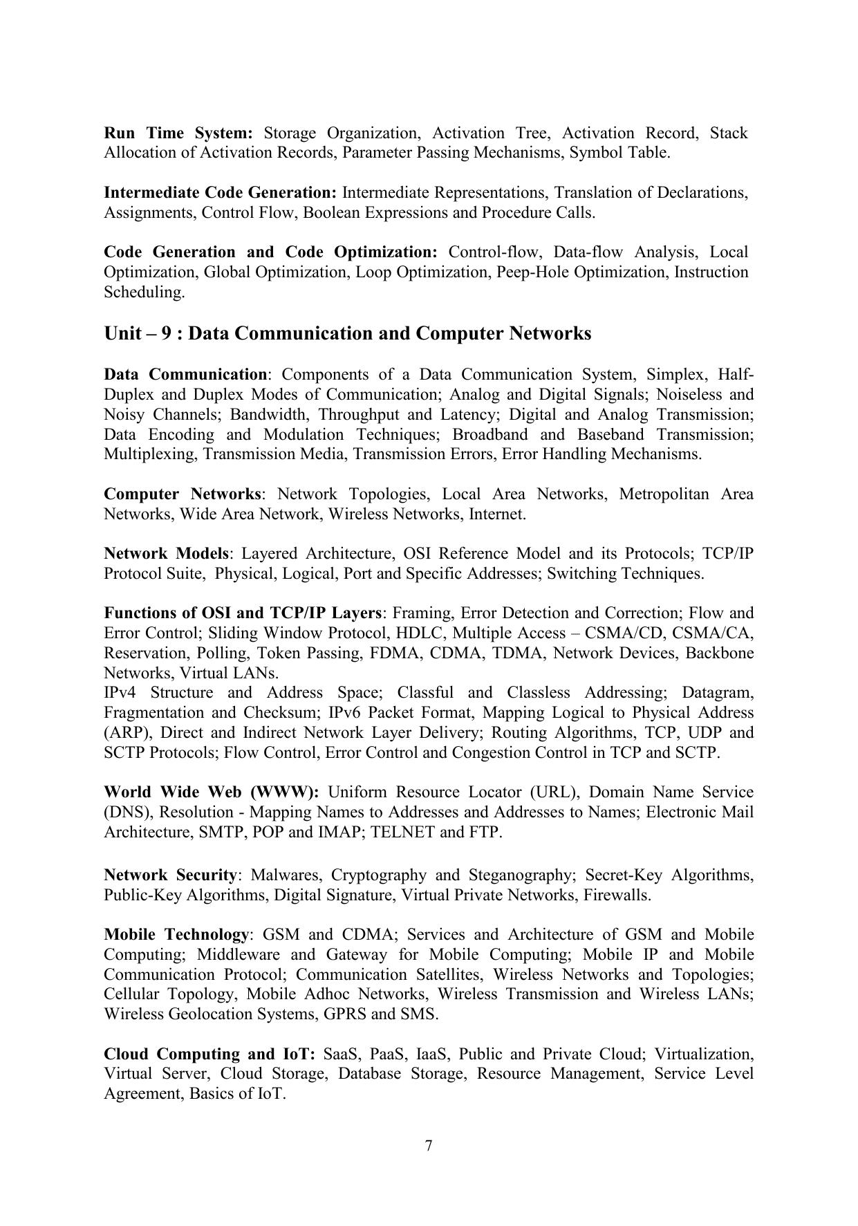 TNSET Syllabus - Computer Science and Applications - Page 7