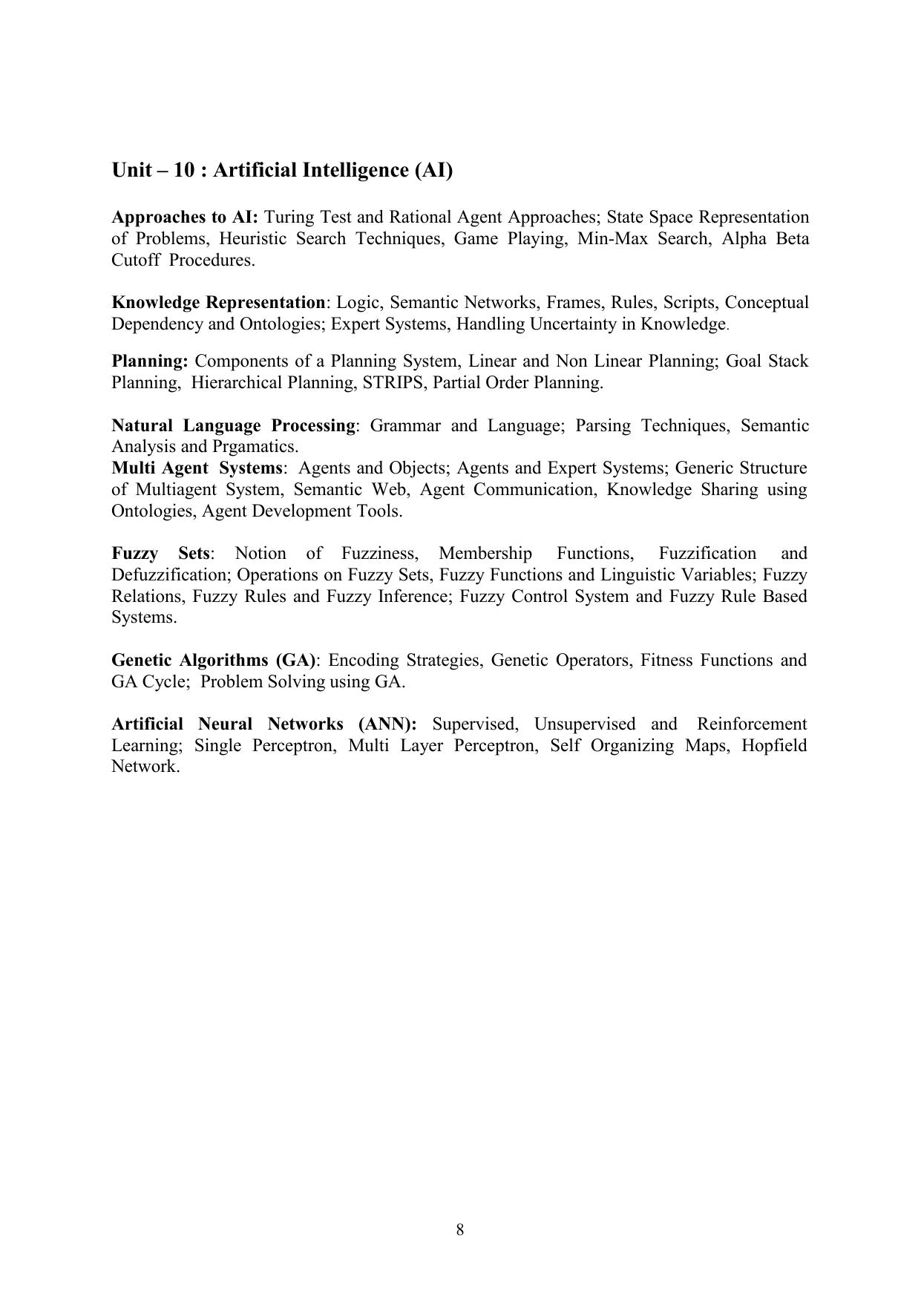 TNSET Syllabus - Computer Science and Applications - Page 8