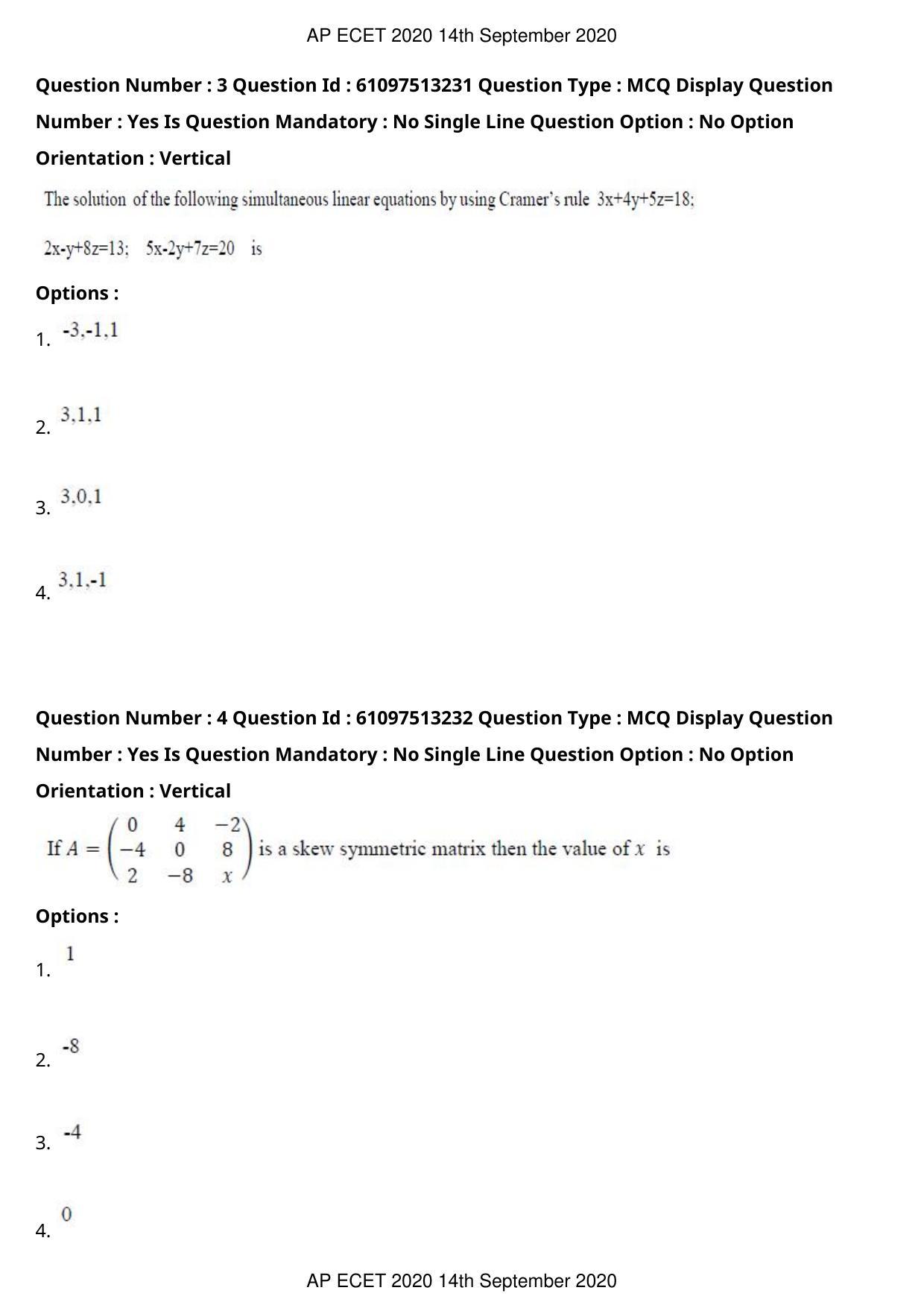 AP ECET 2020 - Chemical Engineering (Preview) Question Paper With Preliminary Keys - Page 3