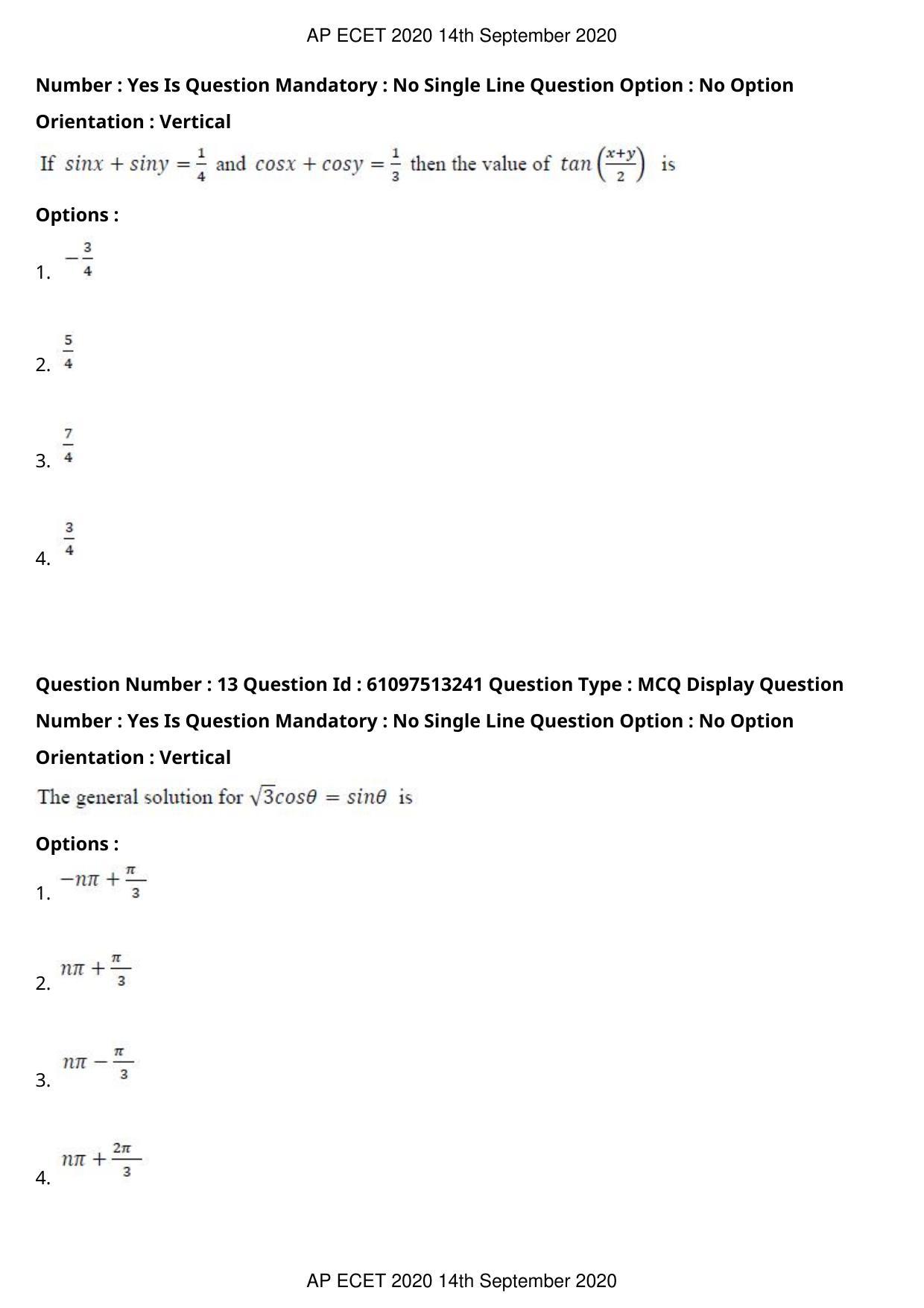 AP ECET 2020 - Chemical Engineering (Preview) Question Paper With Preliminary Keys - Page 8