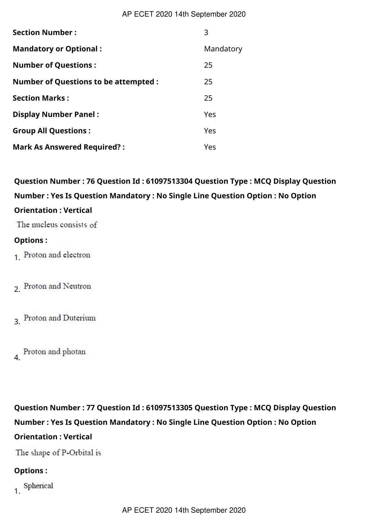 AP ECET 2020 - Chemical Engineering (Preview) Question Paper With Preliminary Keys - Page 43