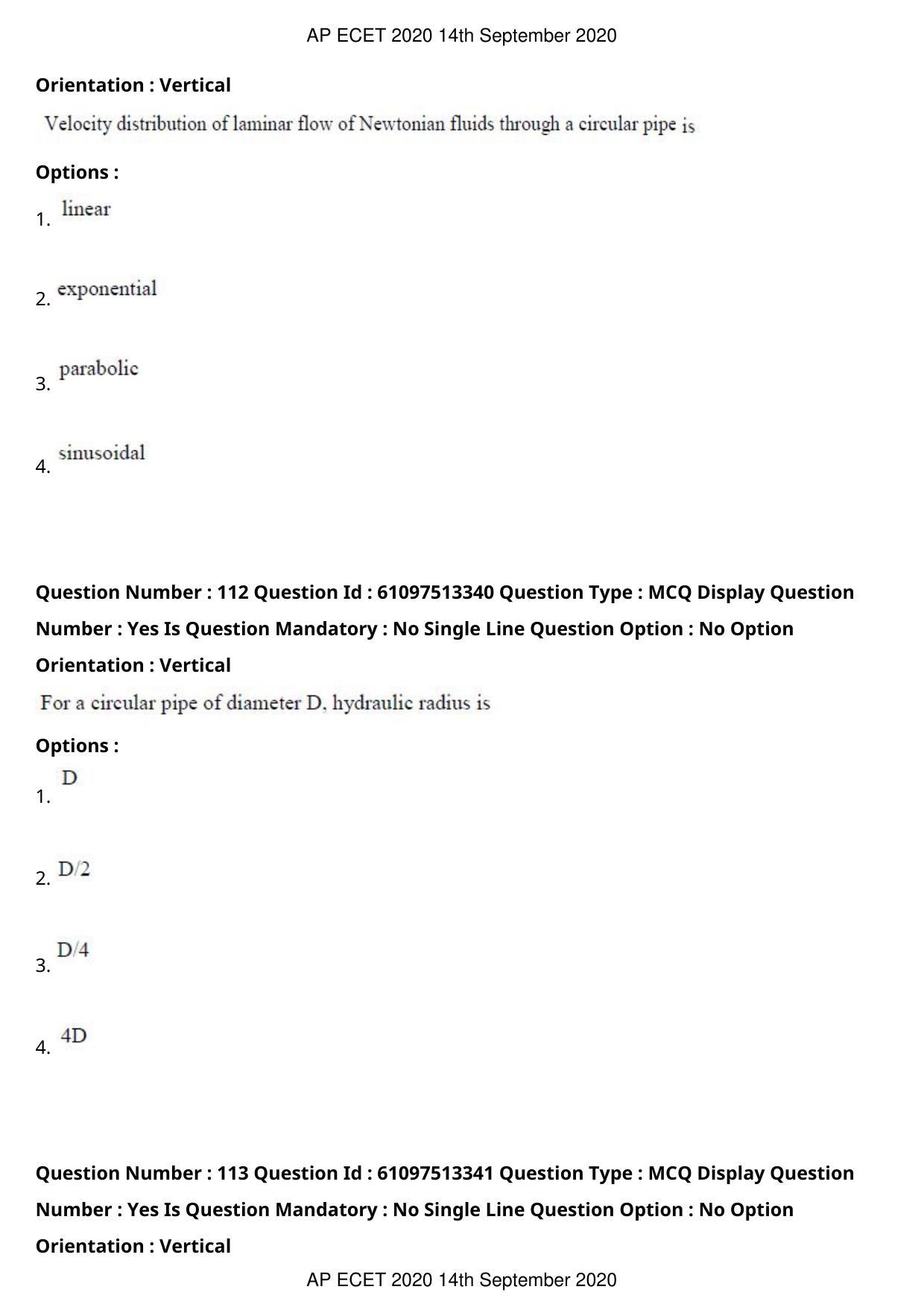 AP ECET 2020 - Chemical Engineering (Preview) Question Paper With Preliminary Keys - Page 61