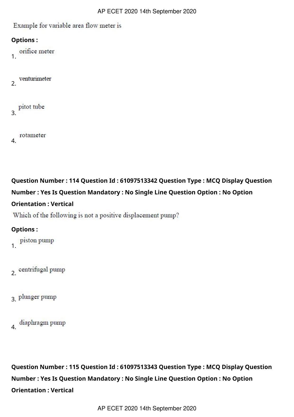 AP ECET 2020 - Chemical Engineering (Preview) Question Paper With Preliminary Keys - Page 62