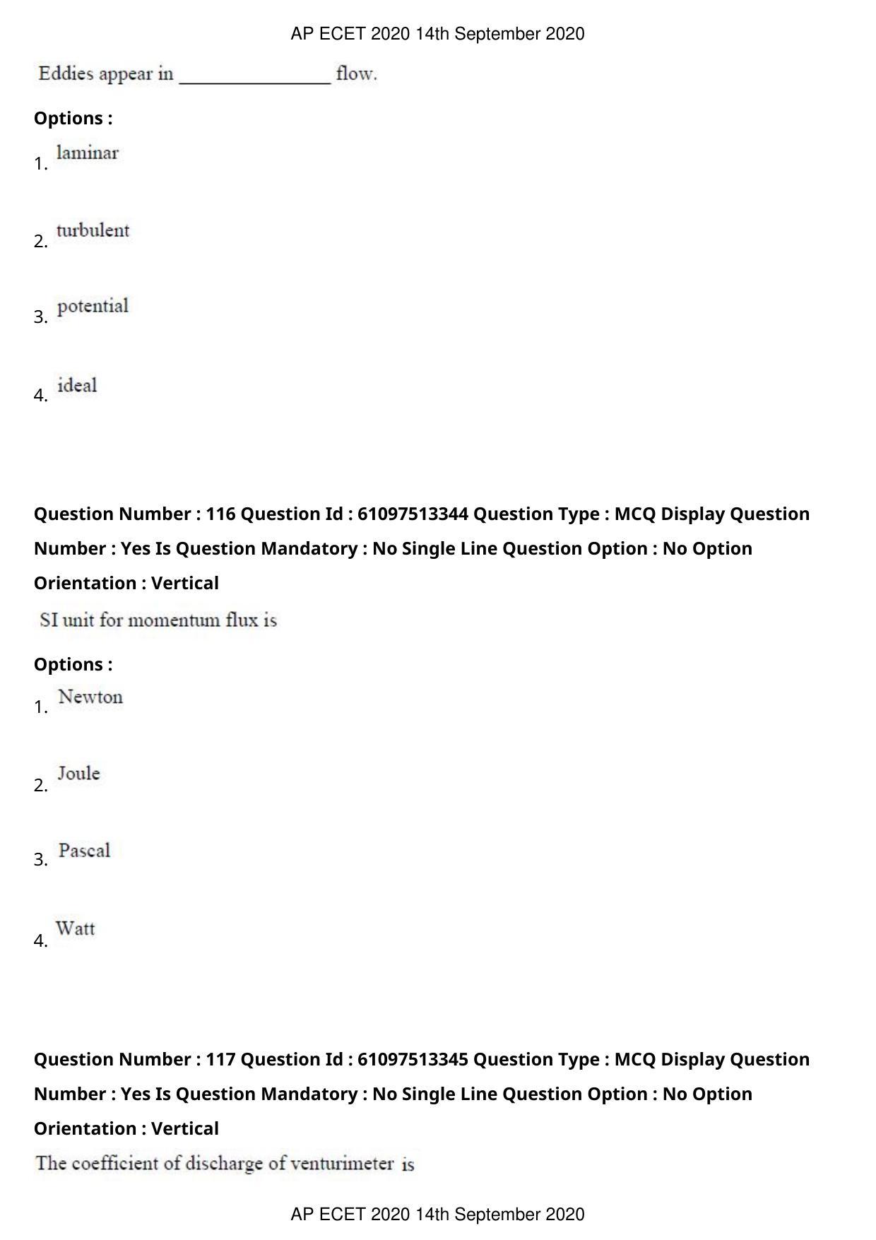 AP ECET 2020 - Chemical Engineering (Preview) Question Paper With Preliminary Keys - Page 63