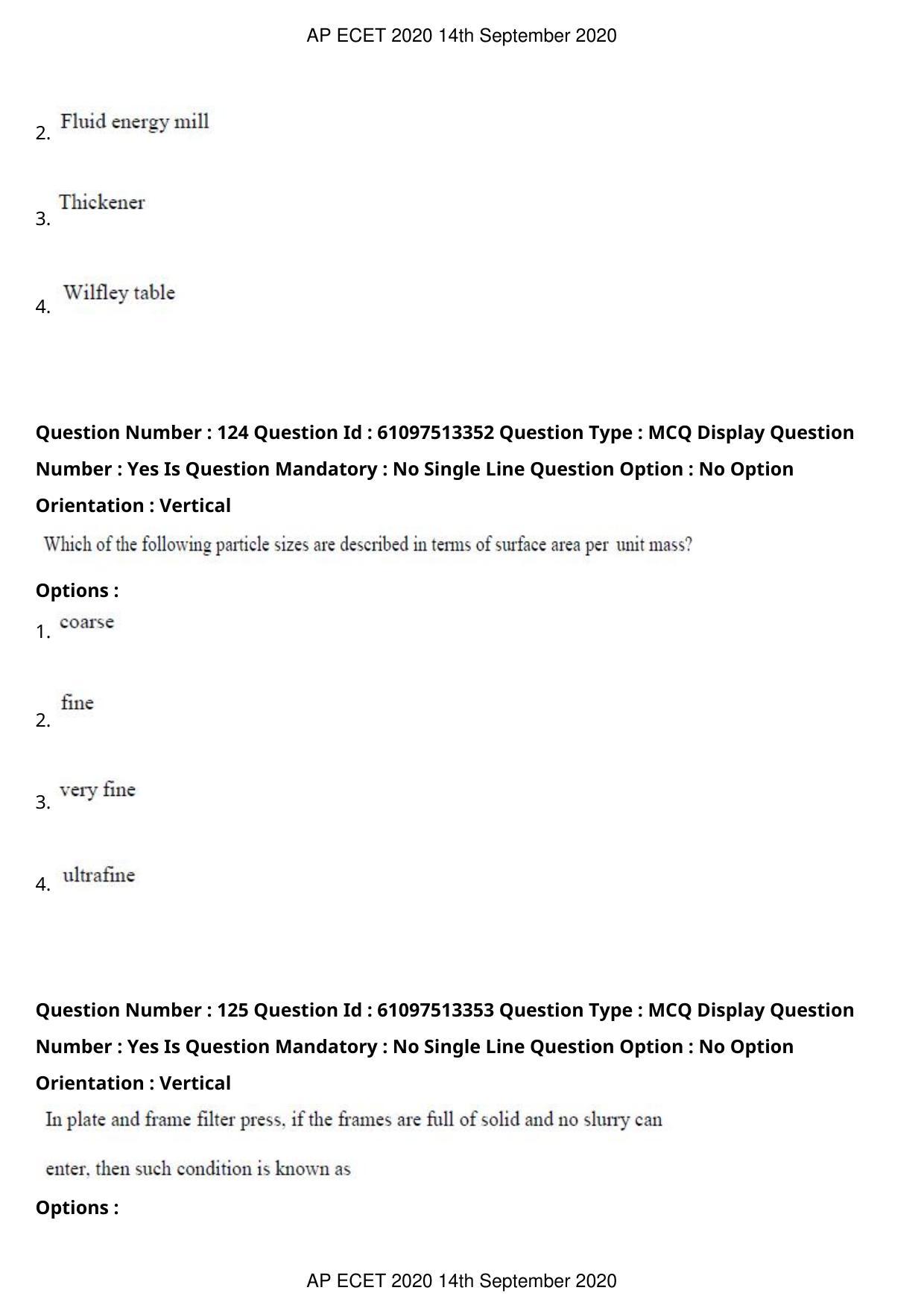 AP ECET 2020 - Chemical Engineering (Preview) Question Paper With Preliminary Keys - Page 67