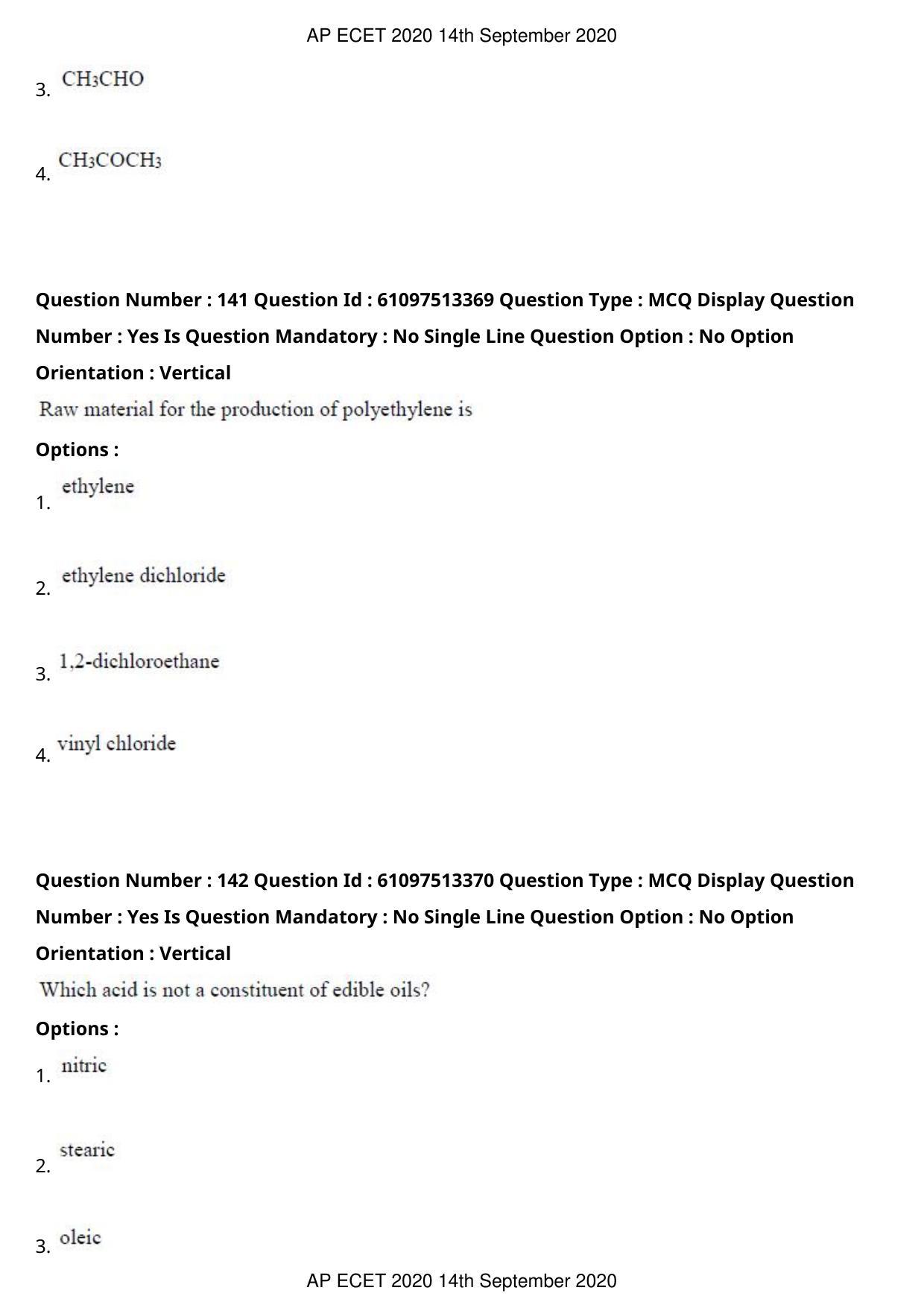 AP ECET 2020 - Chemical Engineering (Preview) Question Paper With Preliminary Keys - Page 76