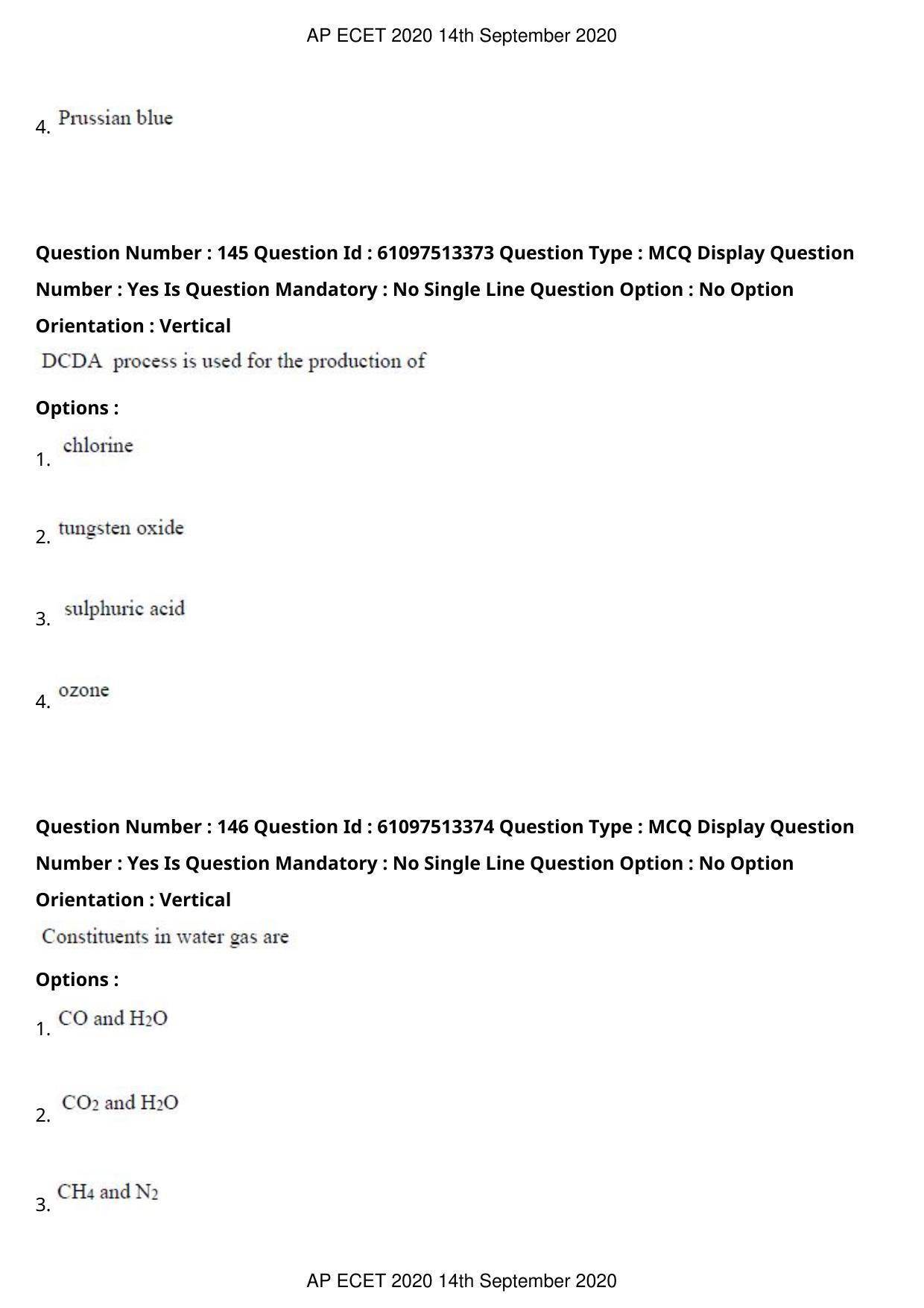 AP ECET 2020 - Chemical Engineering (Preview) Question Paper With Preliminary Keys - Page 78
