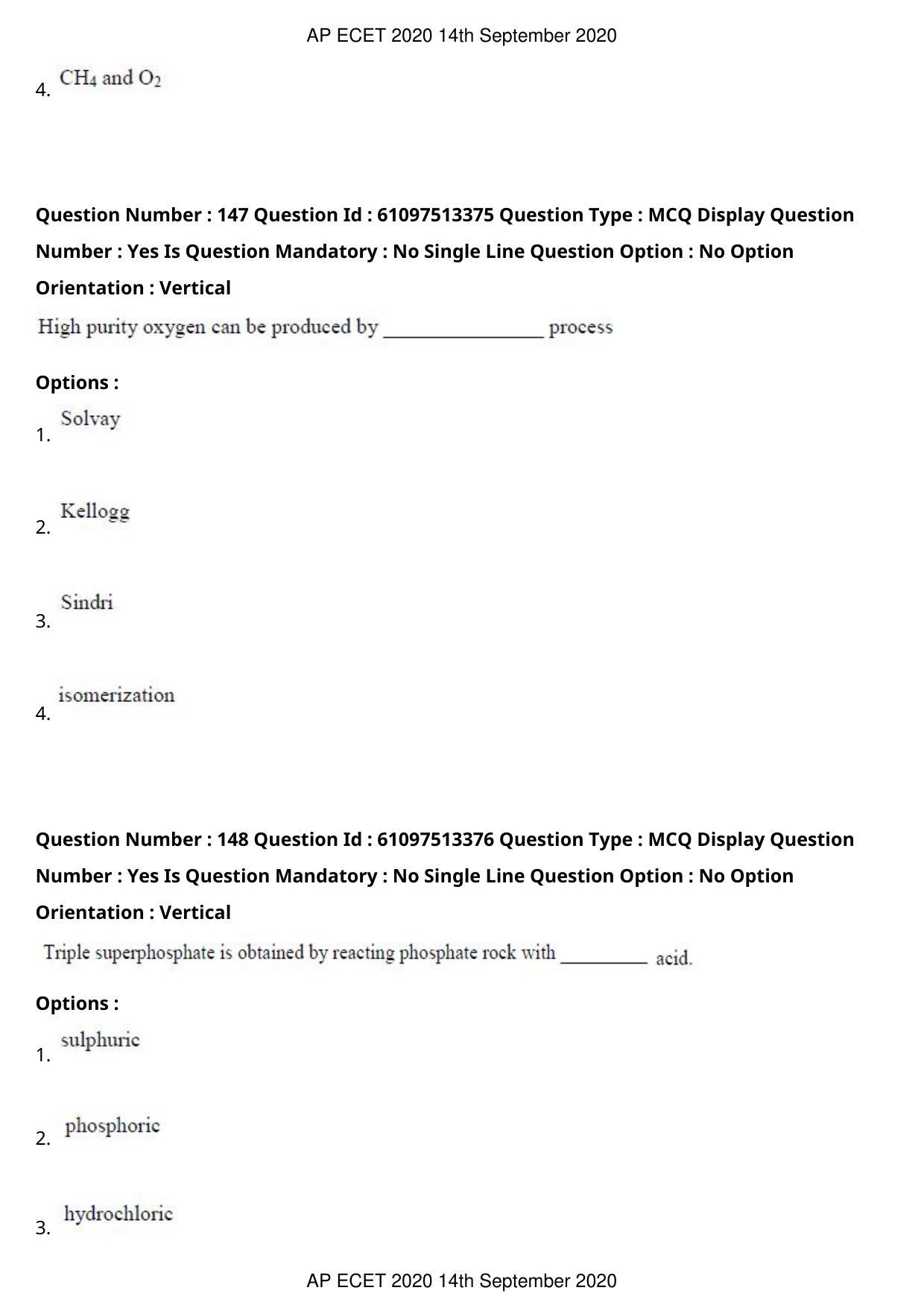 AP ECET 2020 - Chemical Engineering (Preview) Question Paper With Preliminary Keys - Page 79