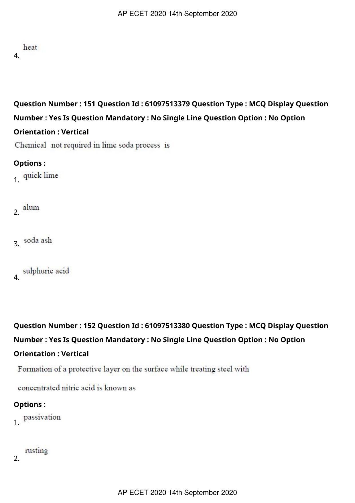 AP ECET 2020 - Chemical Engineering (Preview) Question Paper With Preliminary Keys - Page 81