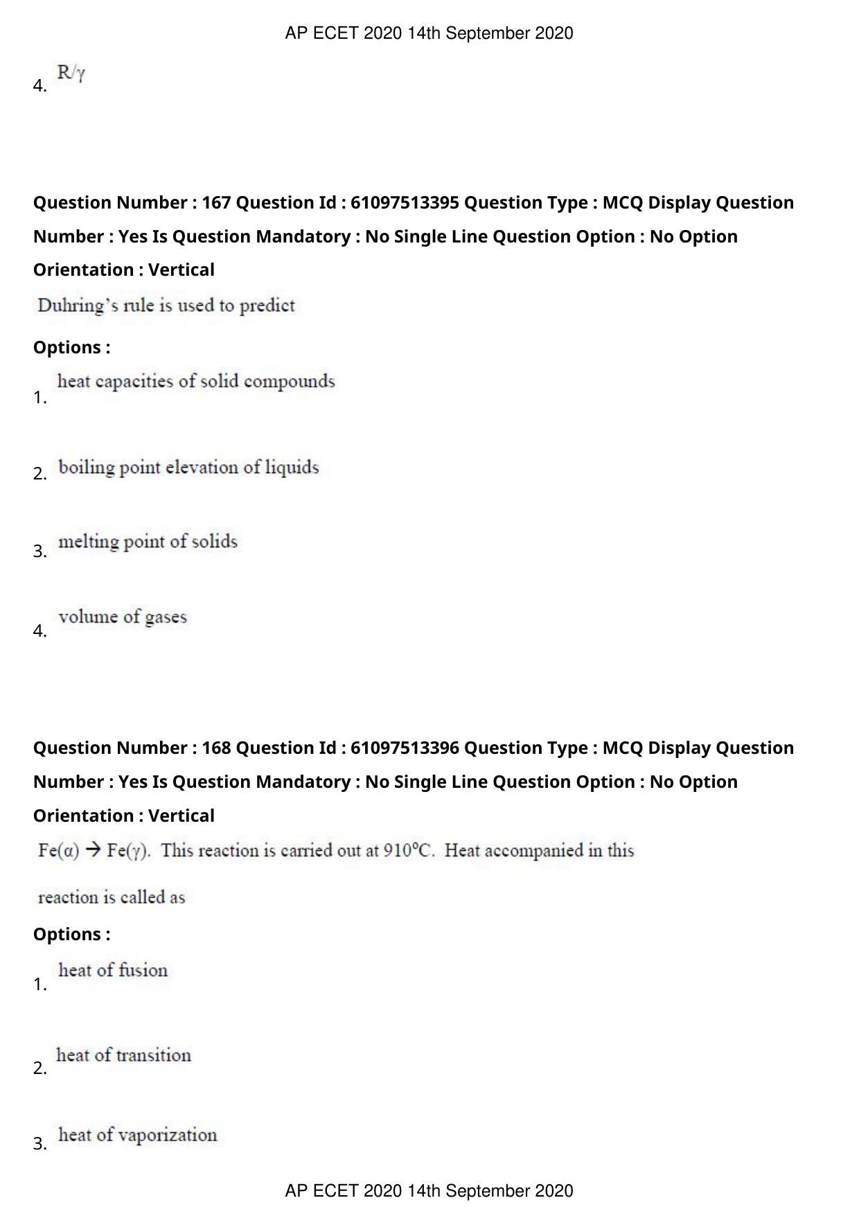 AP ECET 2020 - Chemical Engineering (Preview) Question Paper With Preliminary Keys - Page 89