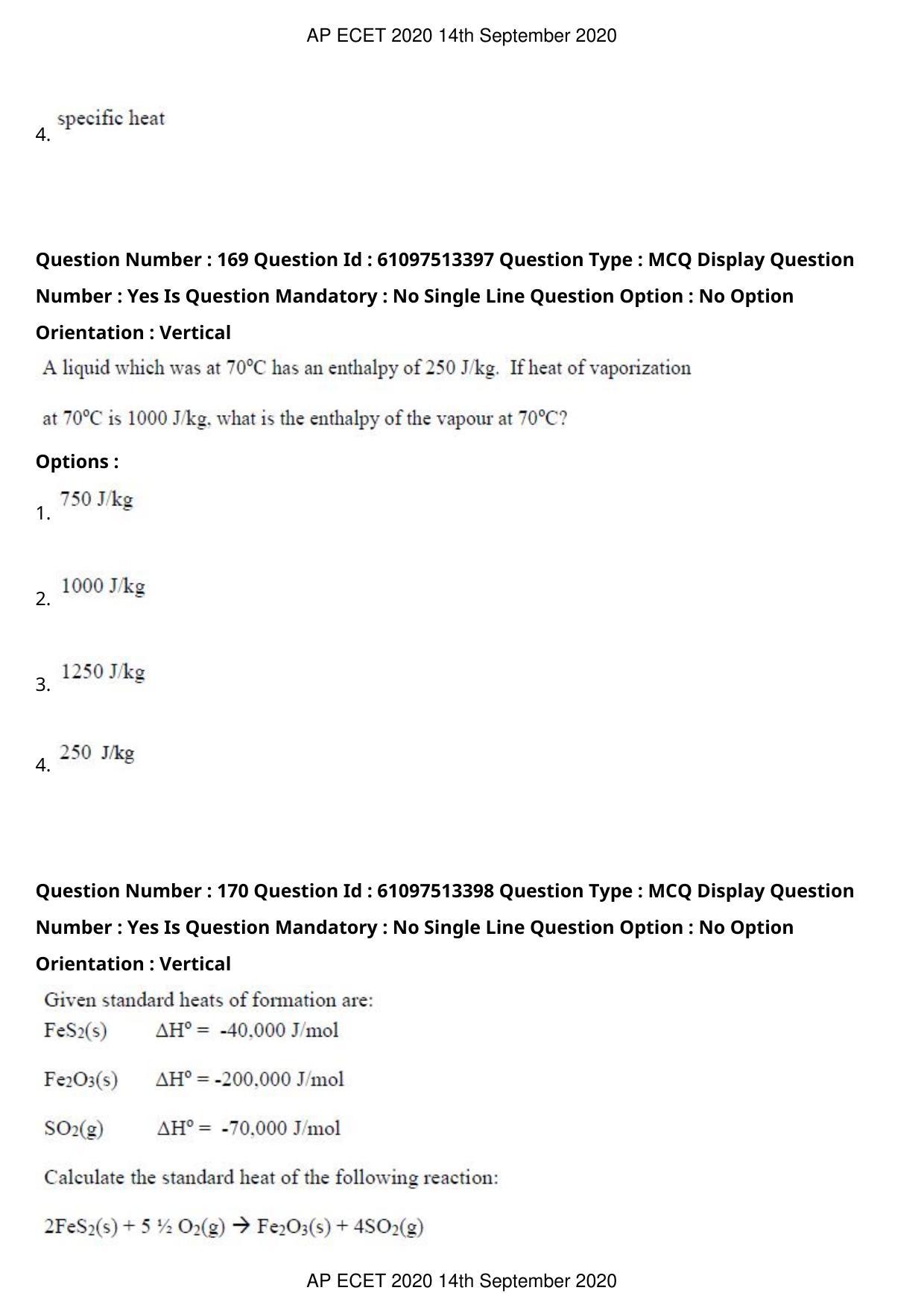 AP ECET 2020 - Chemical Engineering (Preview) Question Paper With Preliminary Keys - Page 90