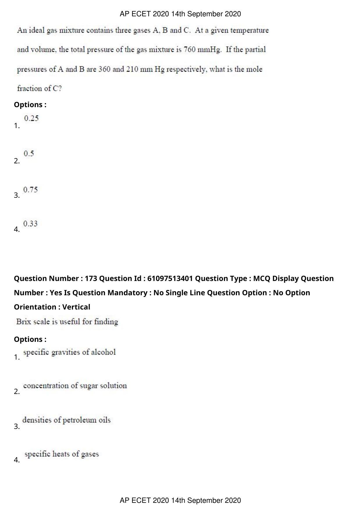 AP ECET 2020 - Chemical Engineering (Preview) Question Paper With Preliminary Keys - Page 92