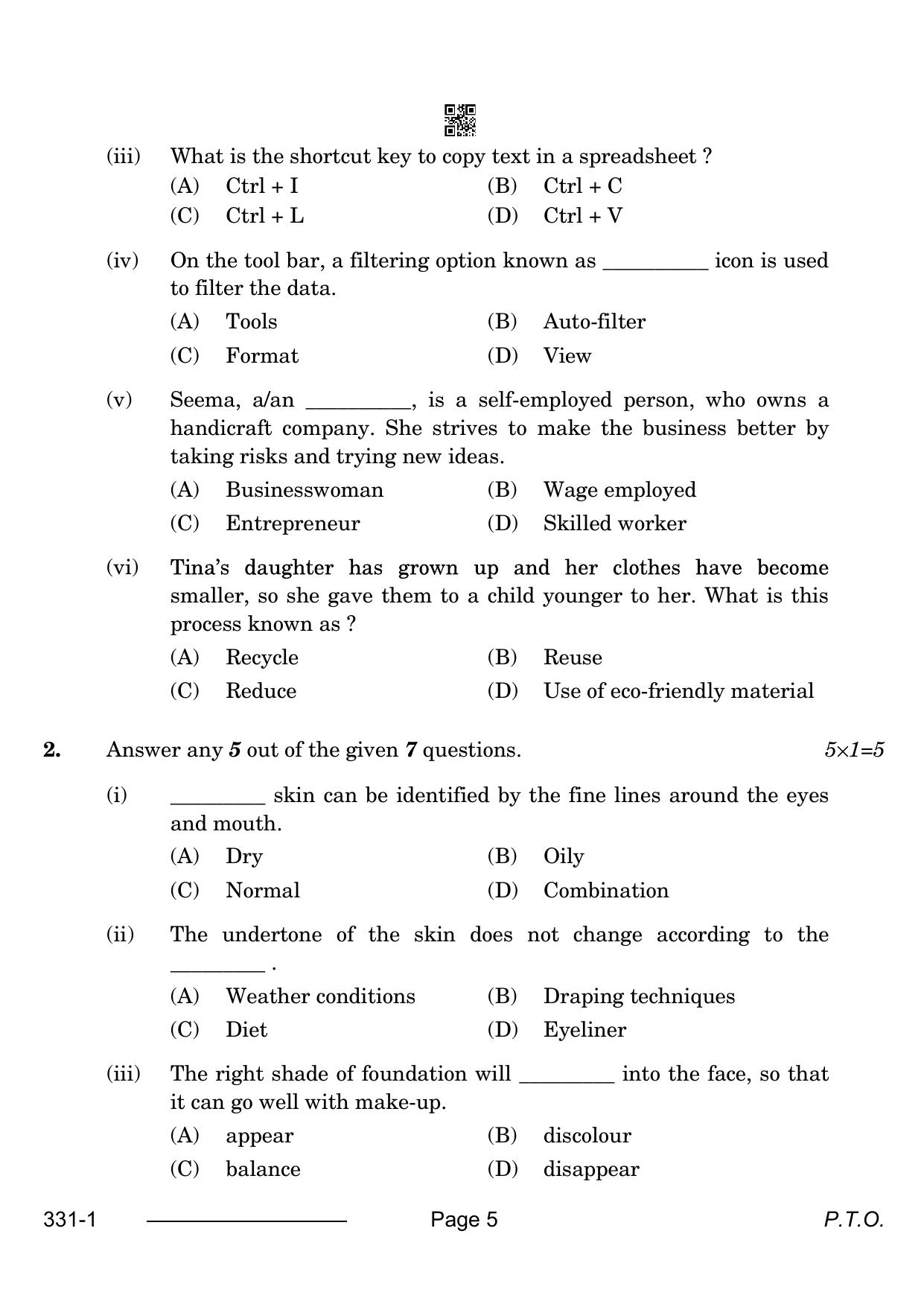 CBSE Class 12 Beauty & Wellness 2024 Question Paper - Page 5
