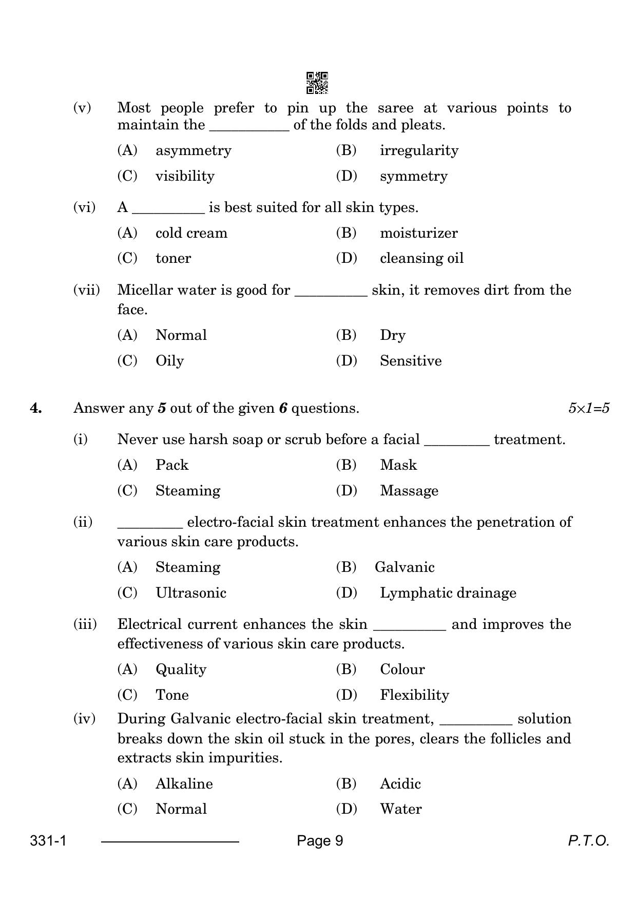 CBSE Class 12 Beauty & Wellness 2024 Question Paper - Page 9