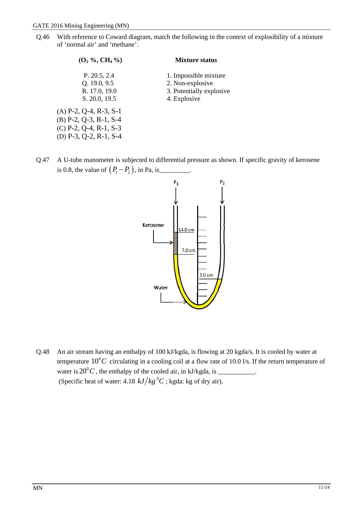 GATE 2016 Mining Engineering (MN) Question Paper with Answer Key - Page 14