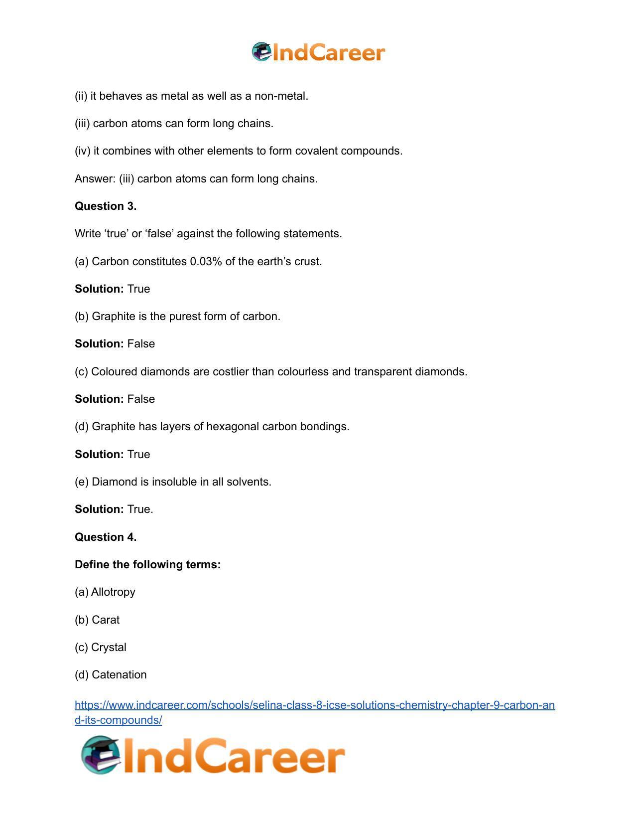 Selina Class 8 ICSE Solutions Chemistry : Chapter 9- Carbon and Its Compounds - Page 4