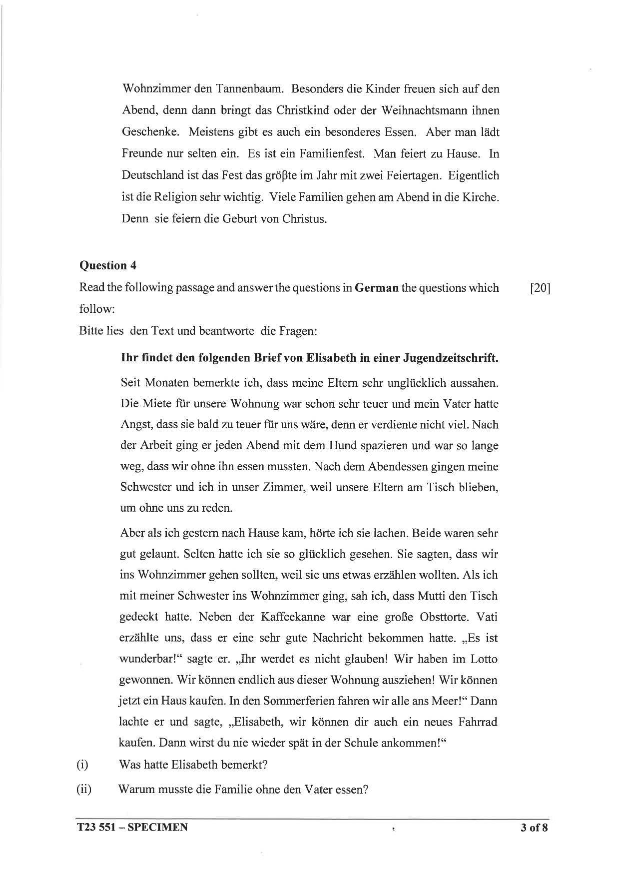 ICSE Class 10 German (Group 3) Sample Paper 2023 - Page 3