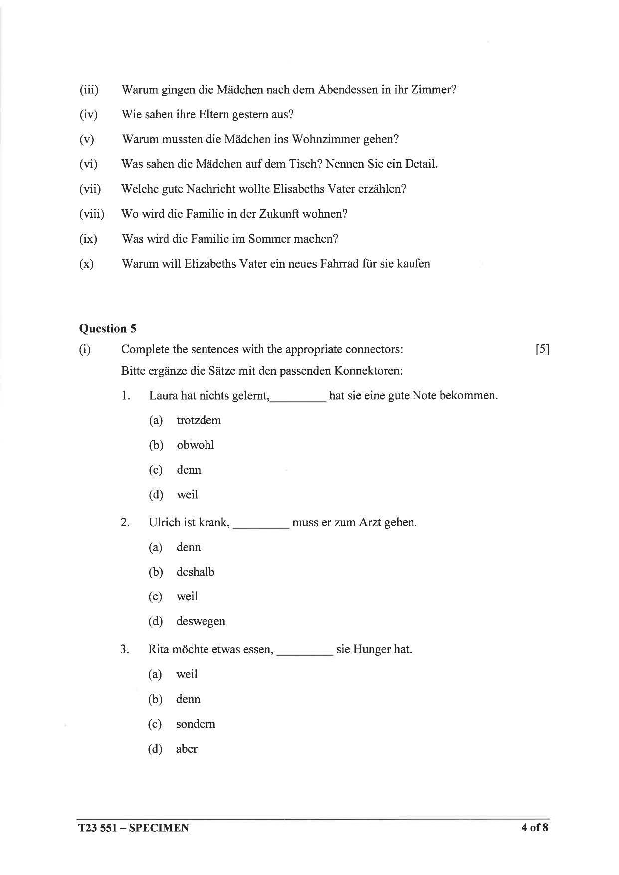ICSE Class 10 German (Group 3) Sample Paper 2023 - Page 4