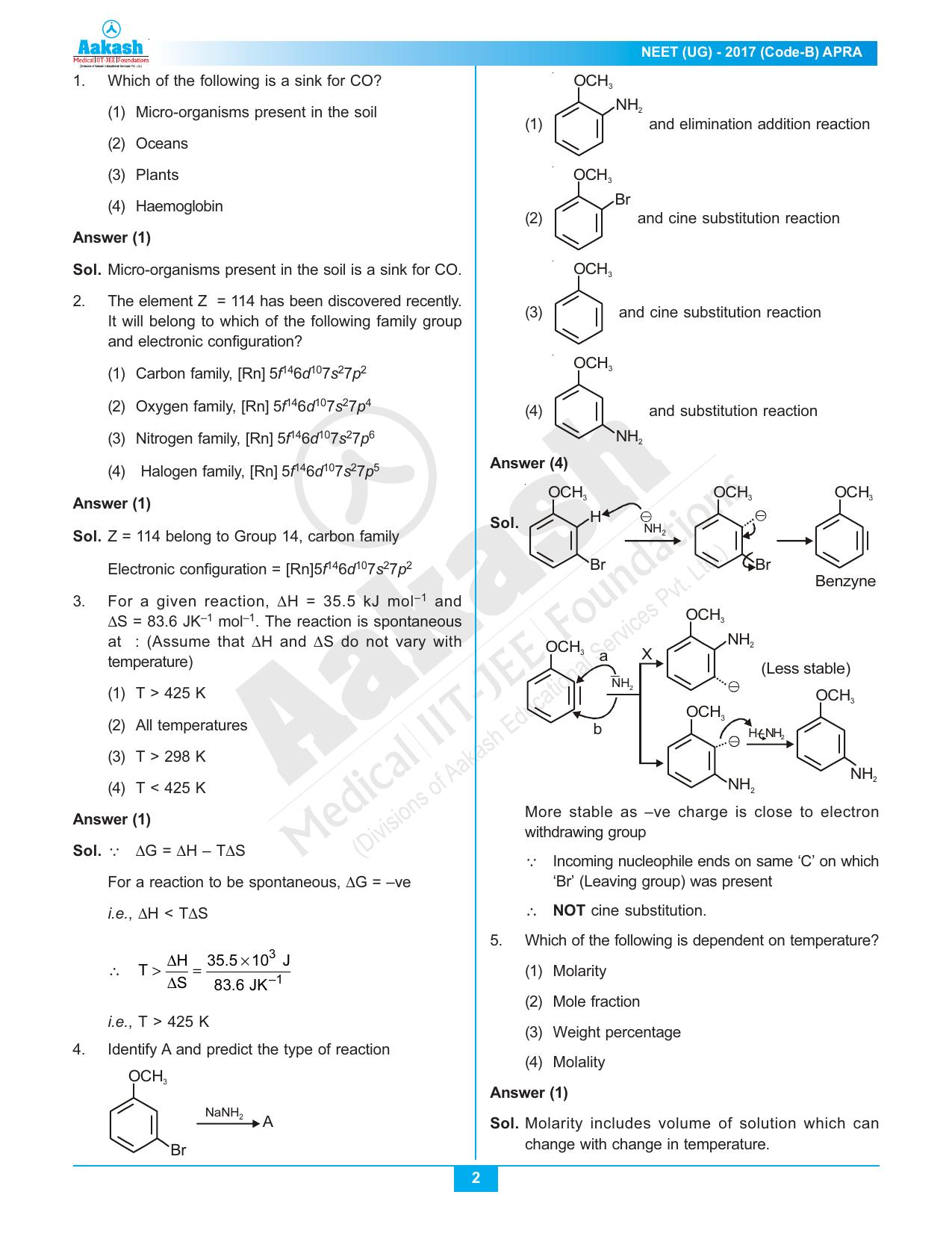 NEET Code B 2017 Answer & Solutions - Page 2