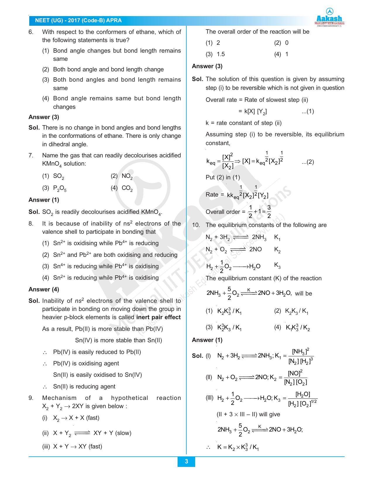 NEET Code B 2017 Answer & Solutions - Page 3