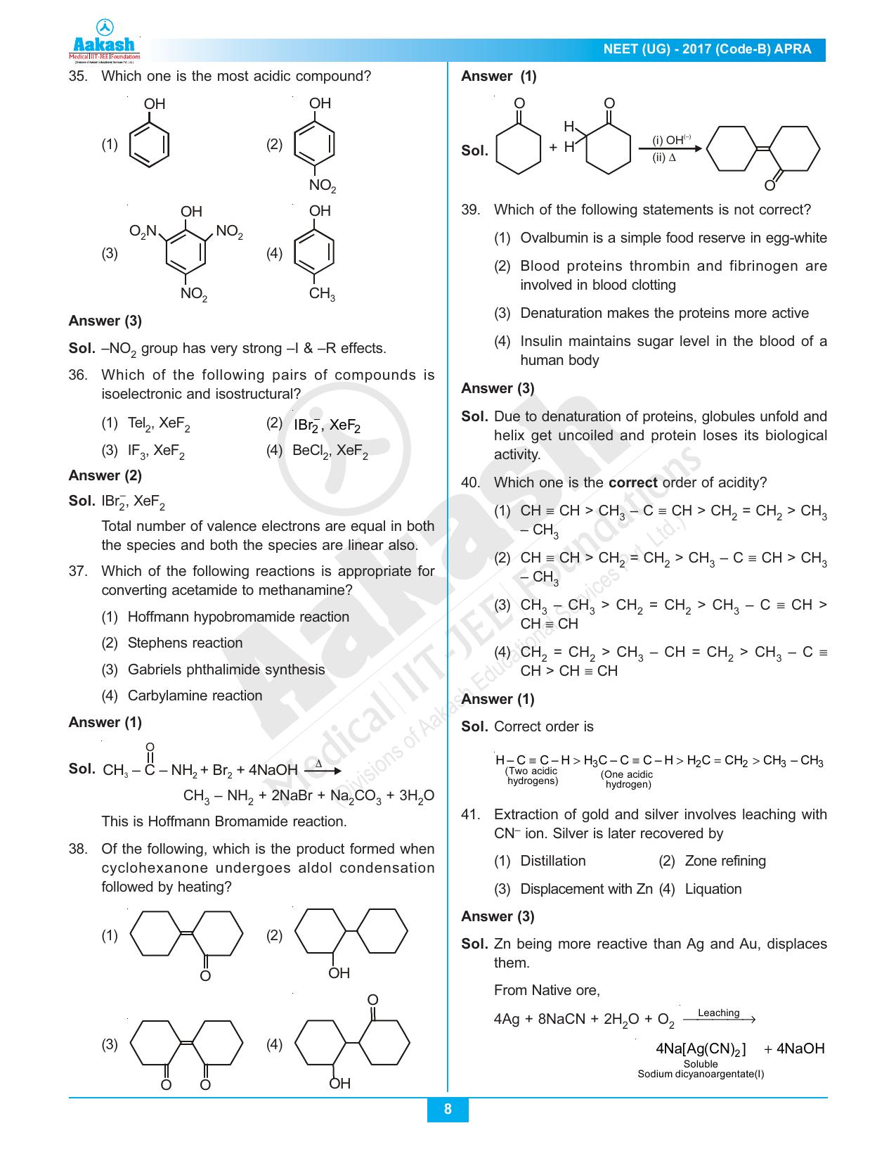 NEET Code B 2017 Answer & Solutions - Page 8