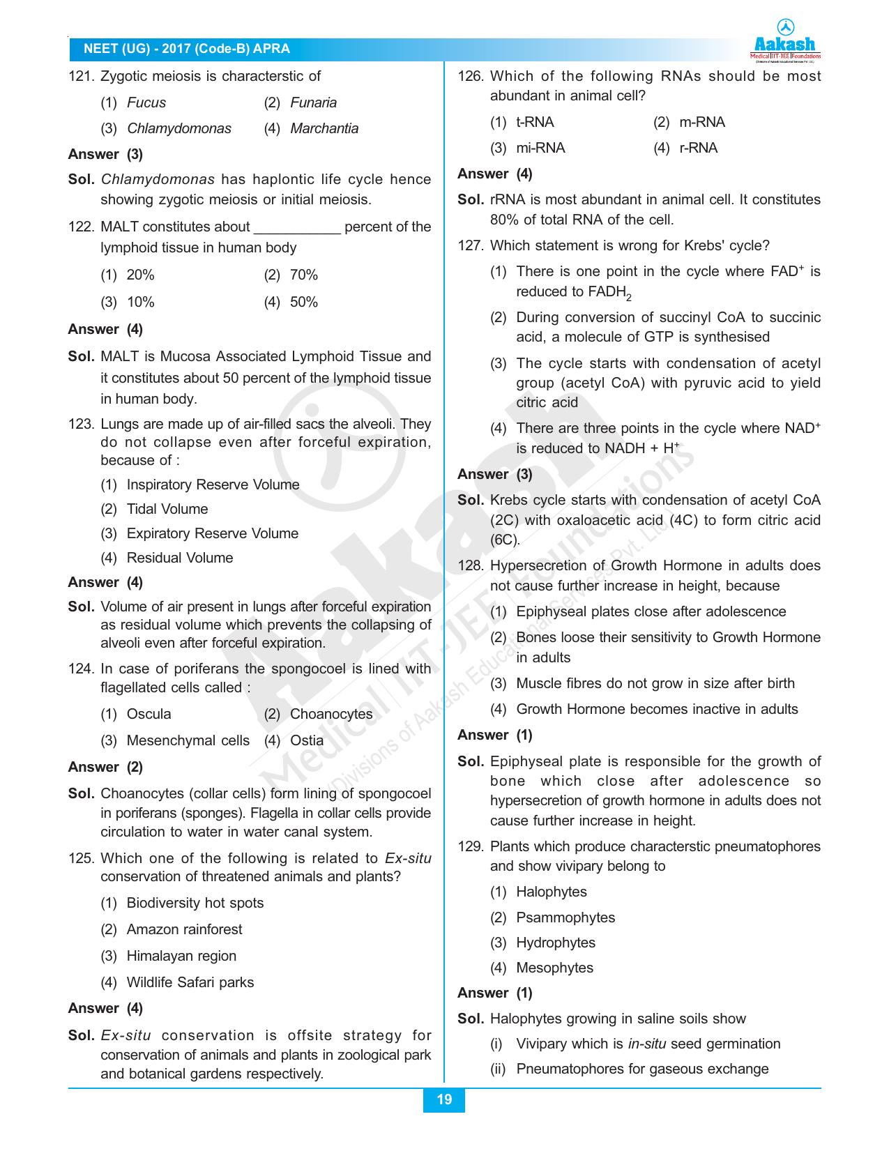 NEET Code B 2017 Answer & Solutions - Page 19