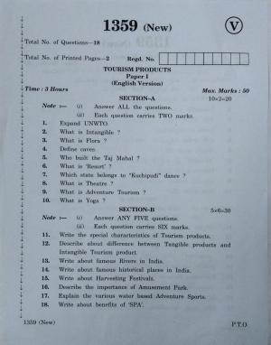 AP Inter 2nd Year Vocational Question Paper March - 2020 - Tourism Products-I