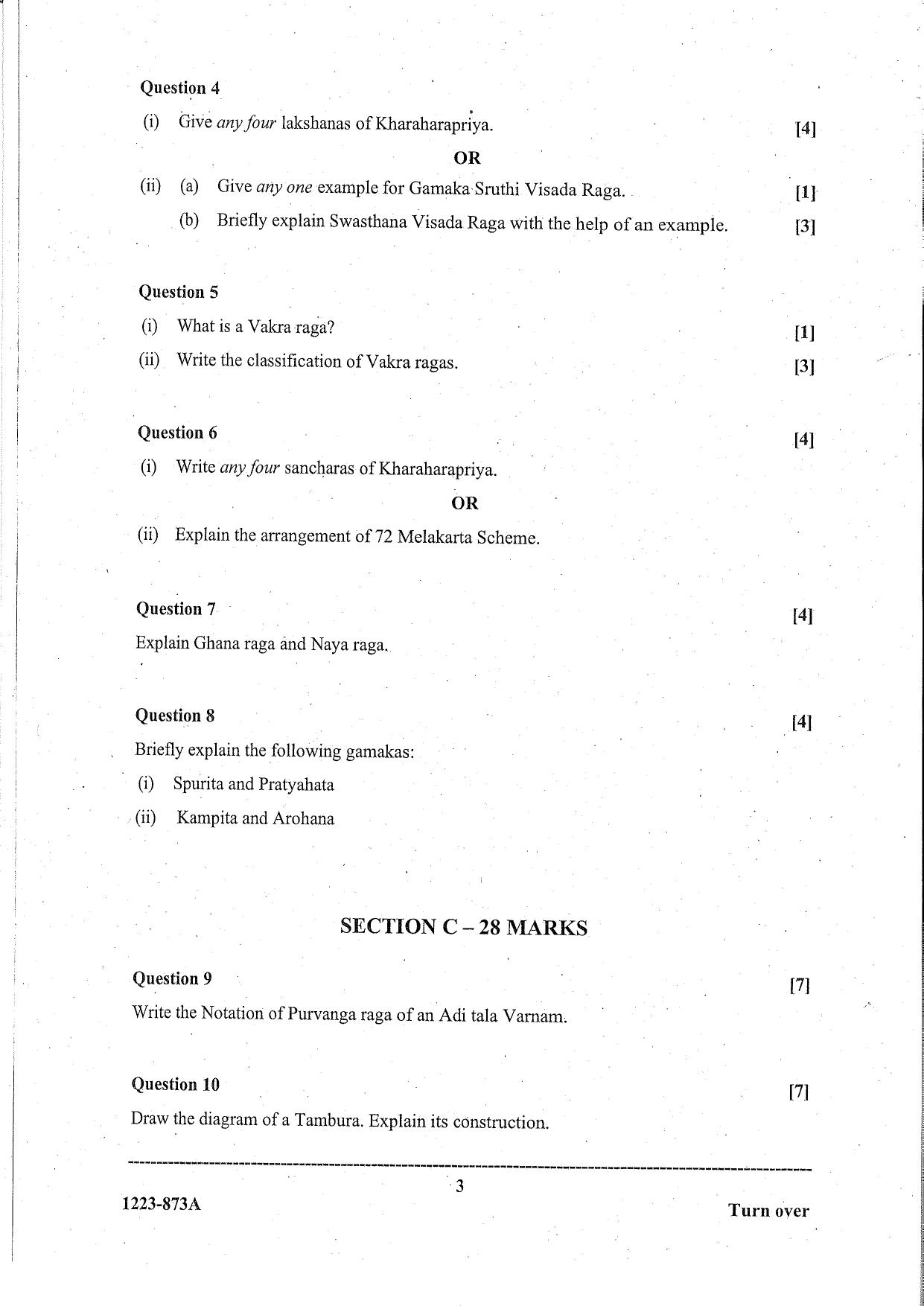 ISC Class 12 Indian Music Carnatic 2023 Question Paper - Page 3