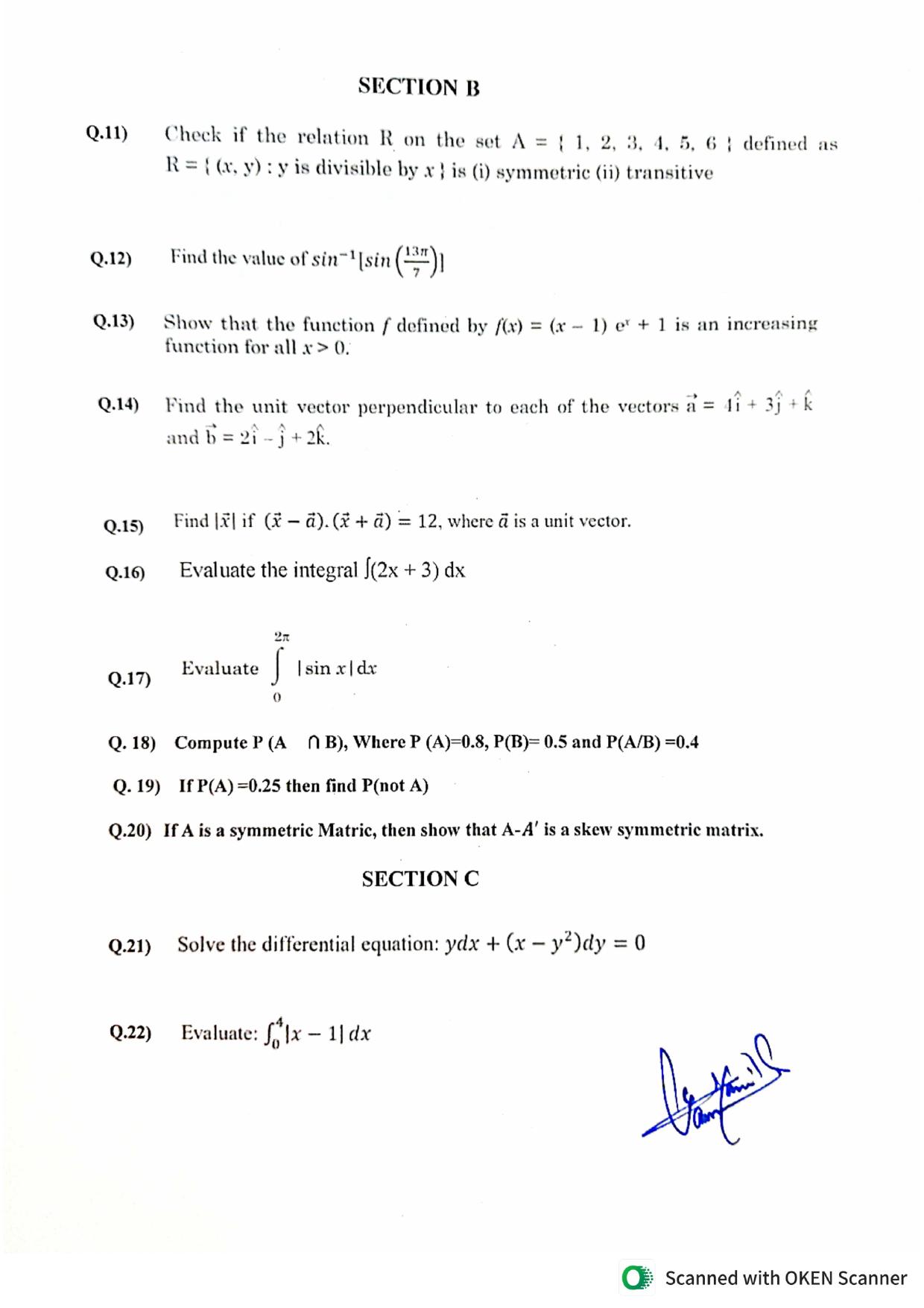 JKBOSE Class 12 Mathematics Model Question Paper - Page 3