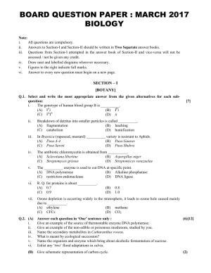 Maharashtra Board HSC Biology 2017 Question Paper