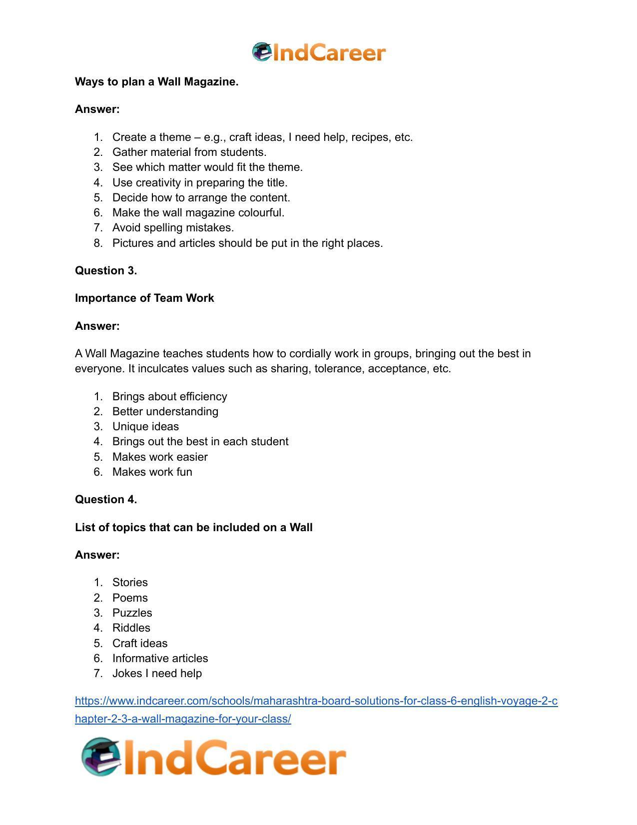 Maharashtra Board Solutions for Class 6- English (Voyage 2): Chapter 2.3- A Wall Magazine for your Class! - Page 3