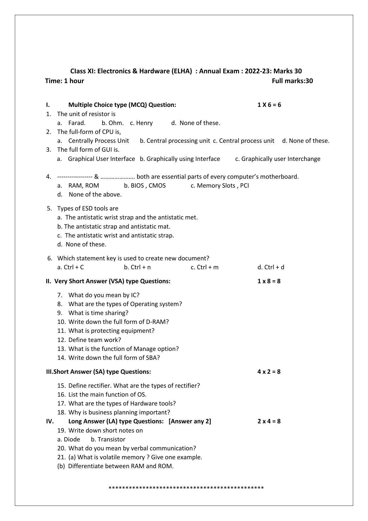 Tripura Board Vocational (Theo & pract) Question Paper 2023 - Page 5