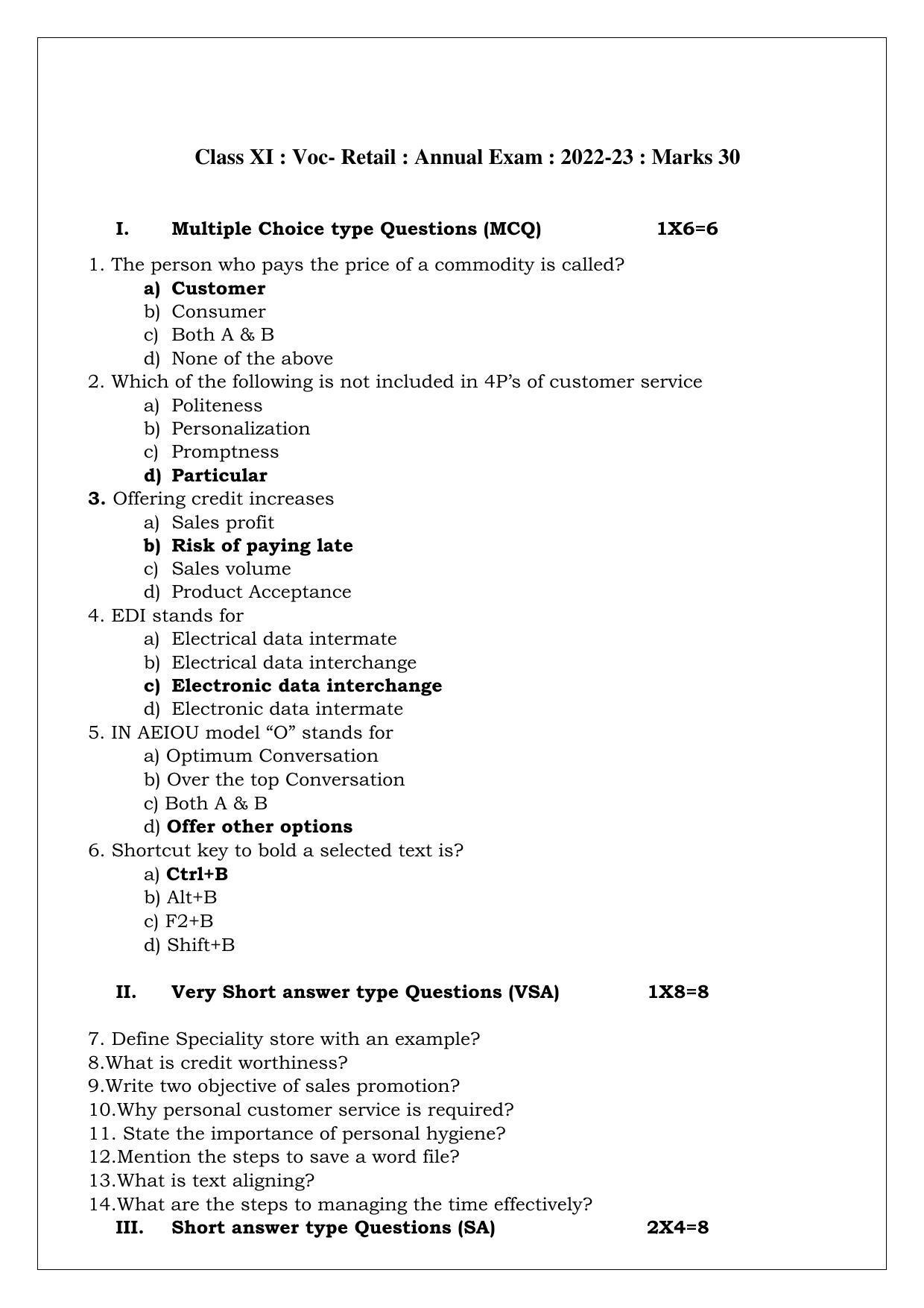 Tripura Board Vocational (Theo & pract) Question Paper 2023 - Page 9