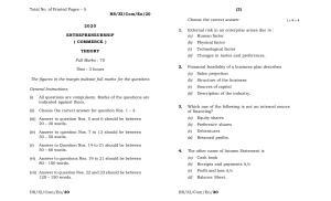 Meghalaya Board (MBOSE) Class 11 Entrepeneurship 2020 Question Paper