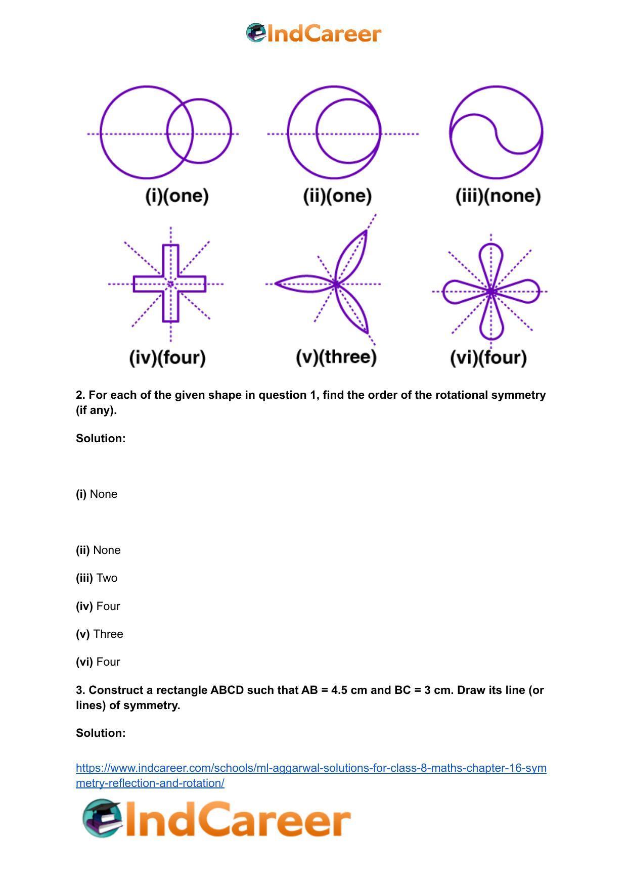 ML Aggarwal Solutions for Class 8 Maths Chapter 16- Symmetry Reflection and Rotation - Page 3